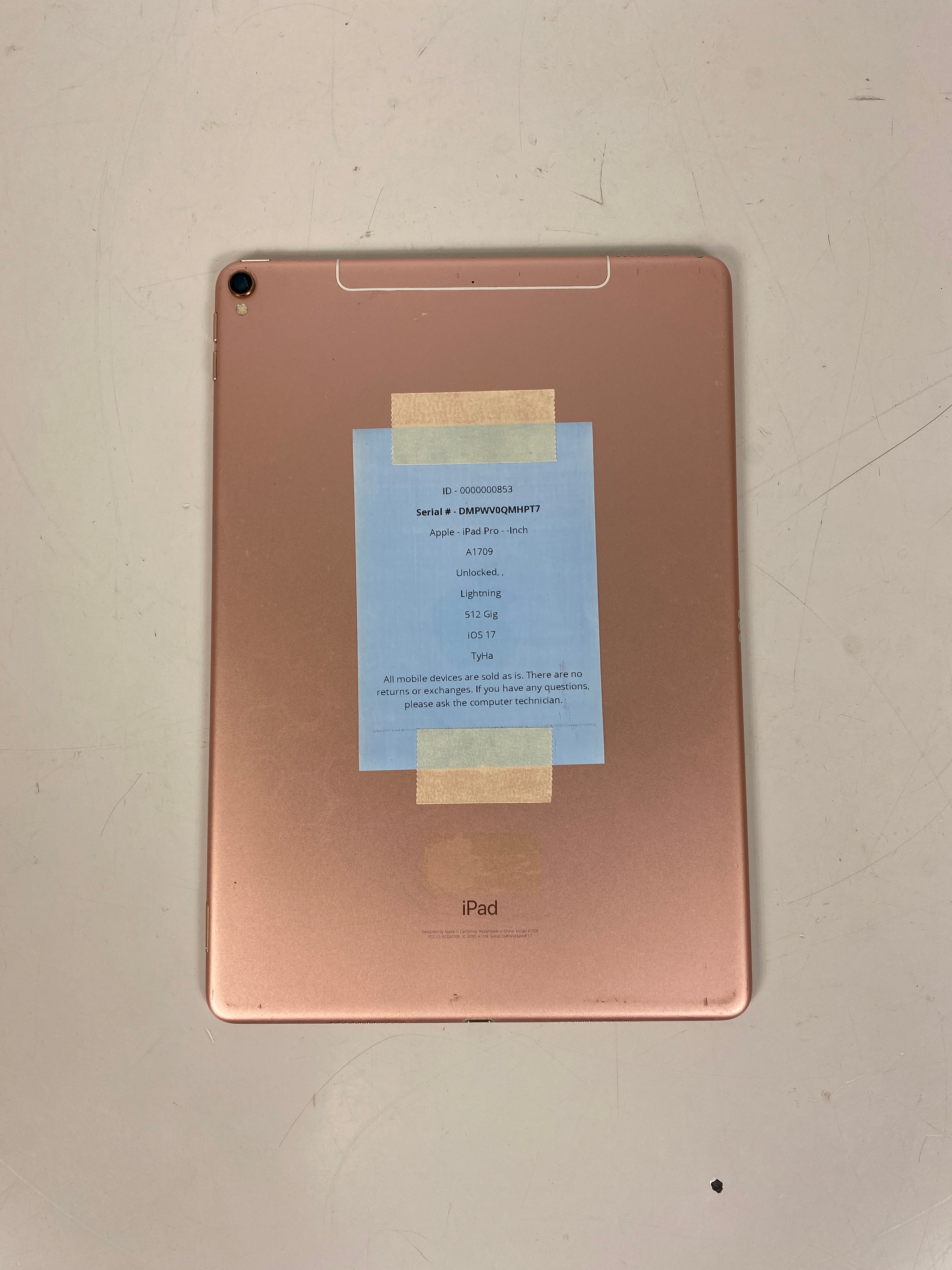 Apple A1709 Pink iPad Pro 512GB 10.5