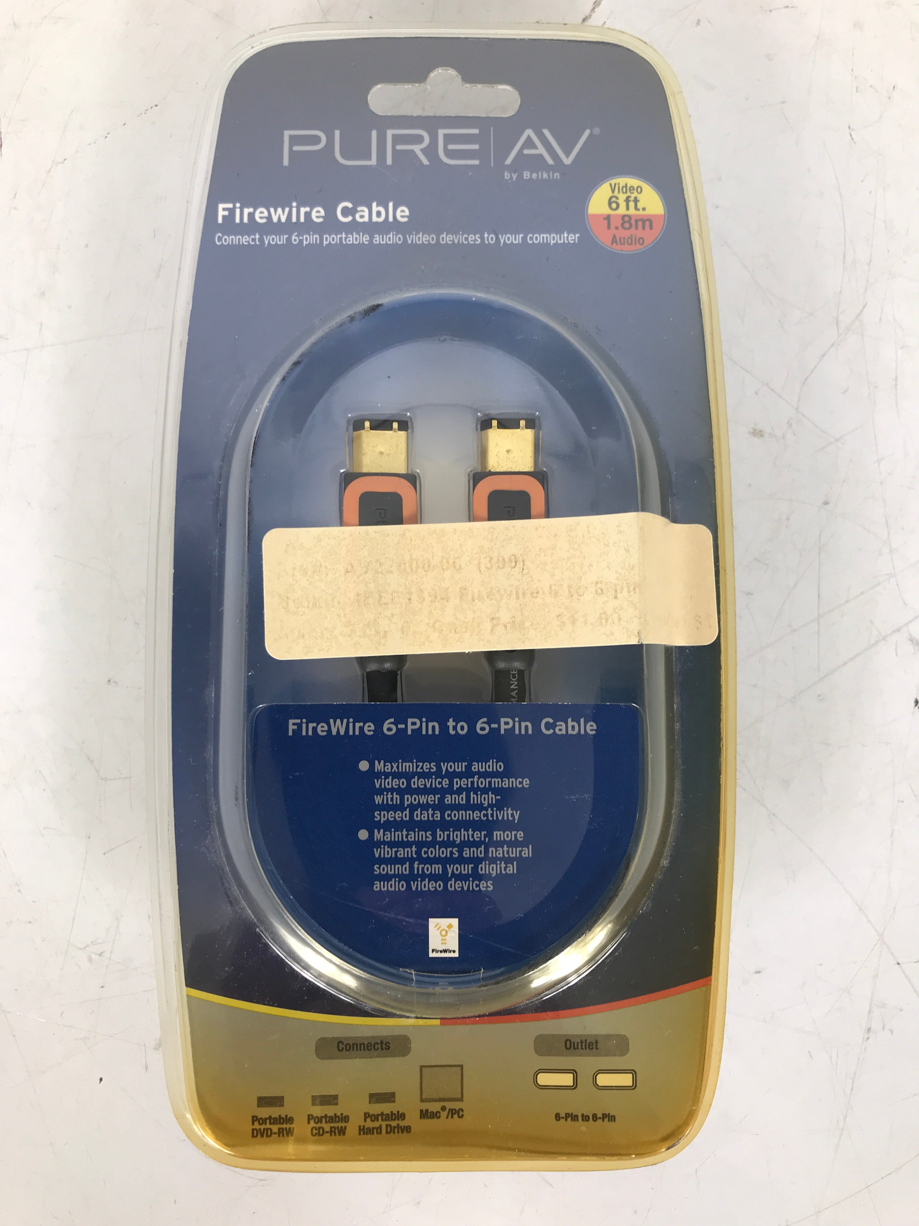 Belkin PureAV FireWire 6-Pin to 6-Pin Cable *New*