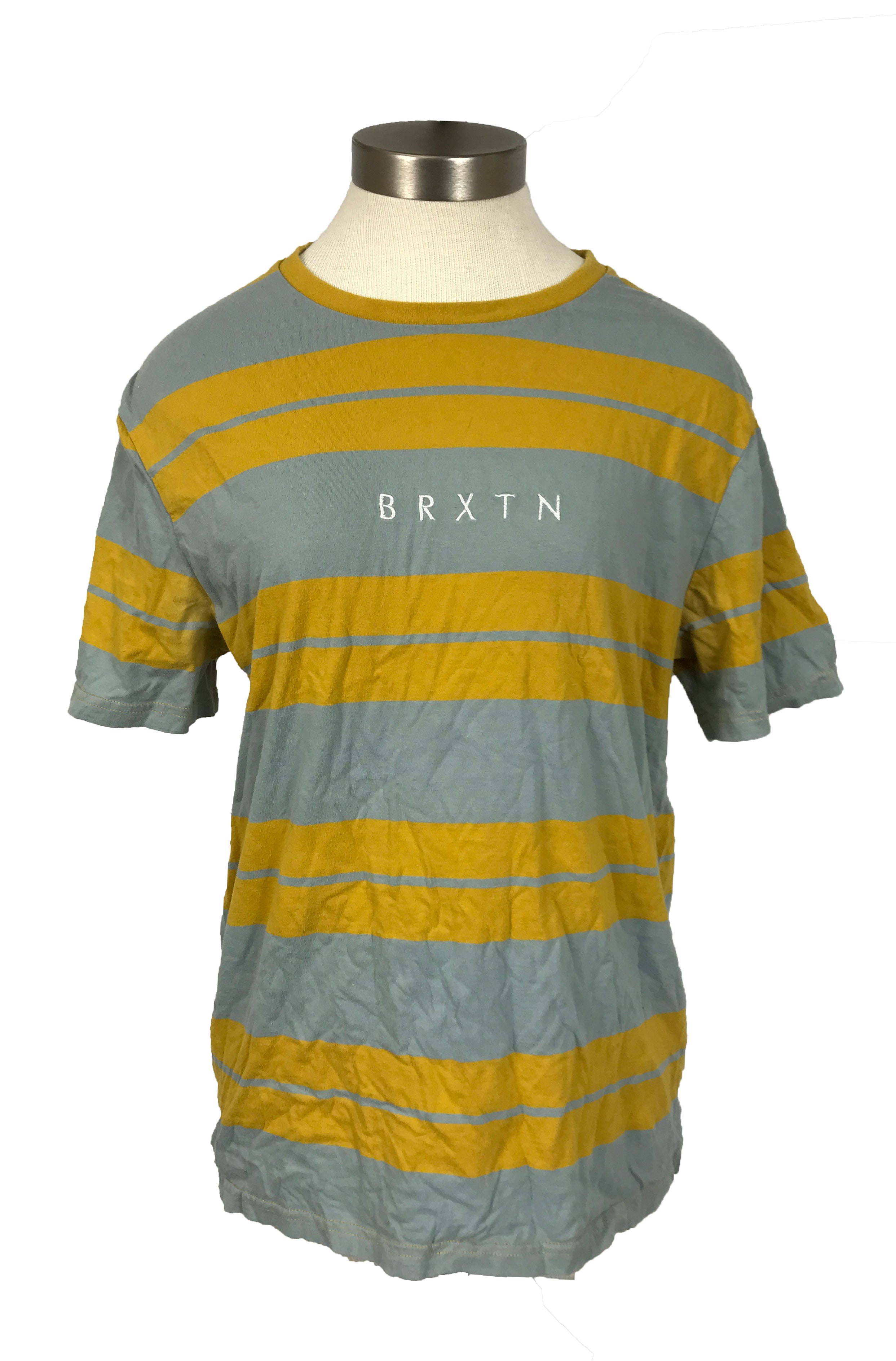 Brixton Yellow/Blue Striped T-Shirt Men's Size M