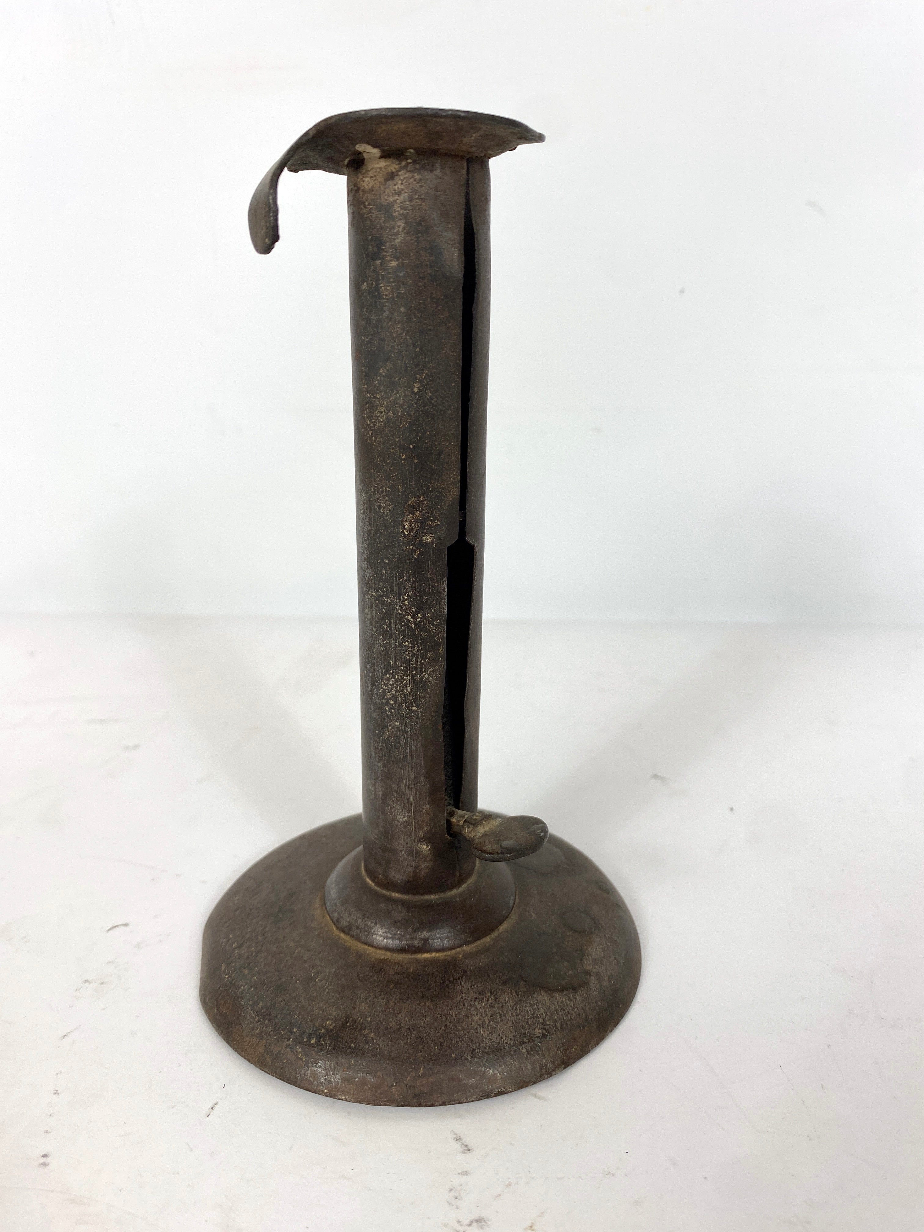 Antique Early American Hog Scraper Adjustable Candlestick