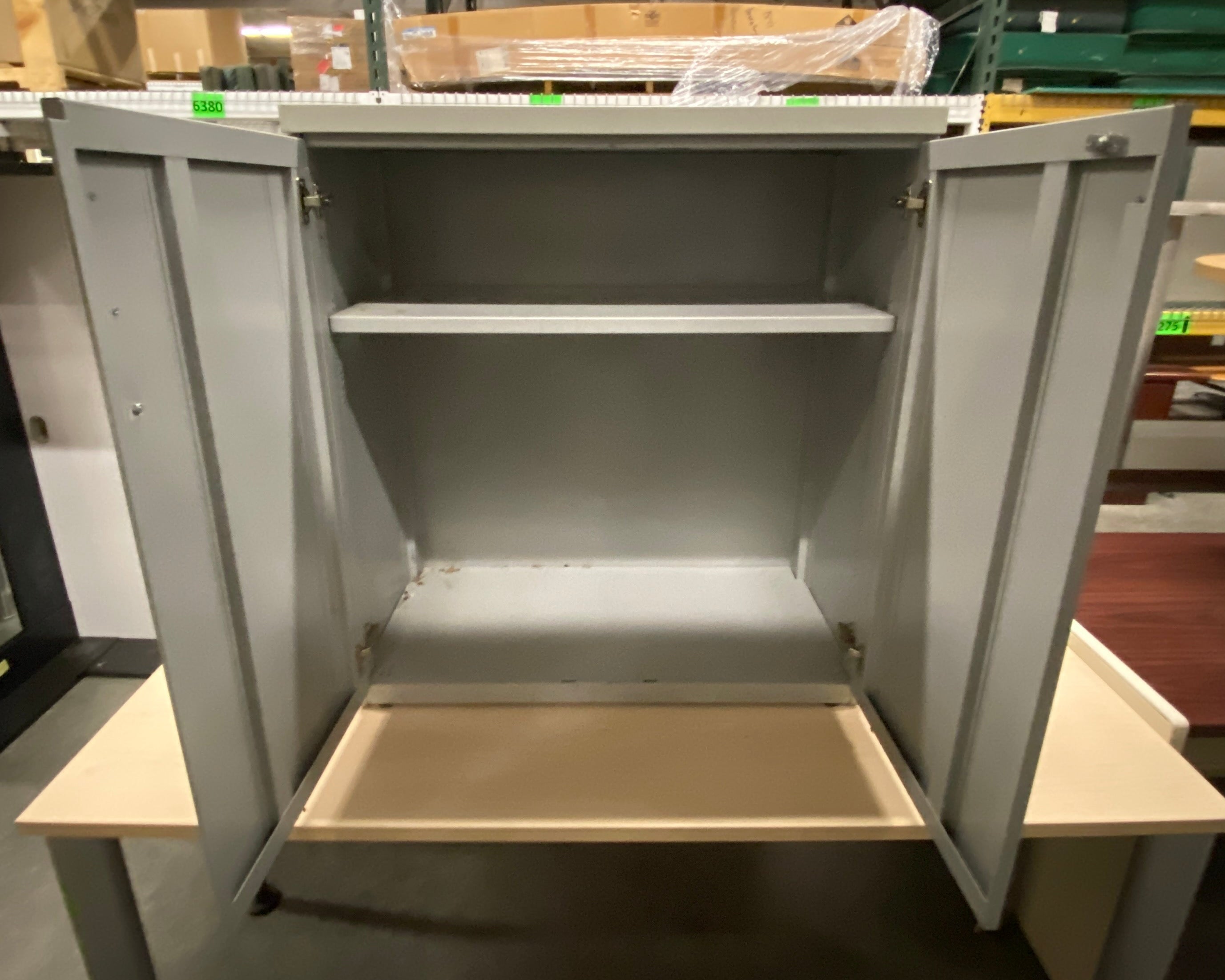 Grey 2 Door 2 Shelf Metal Cabinet