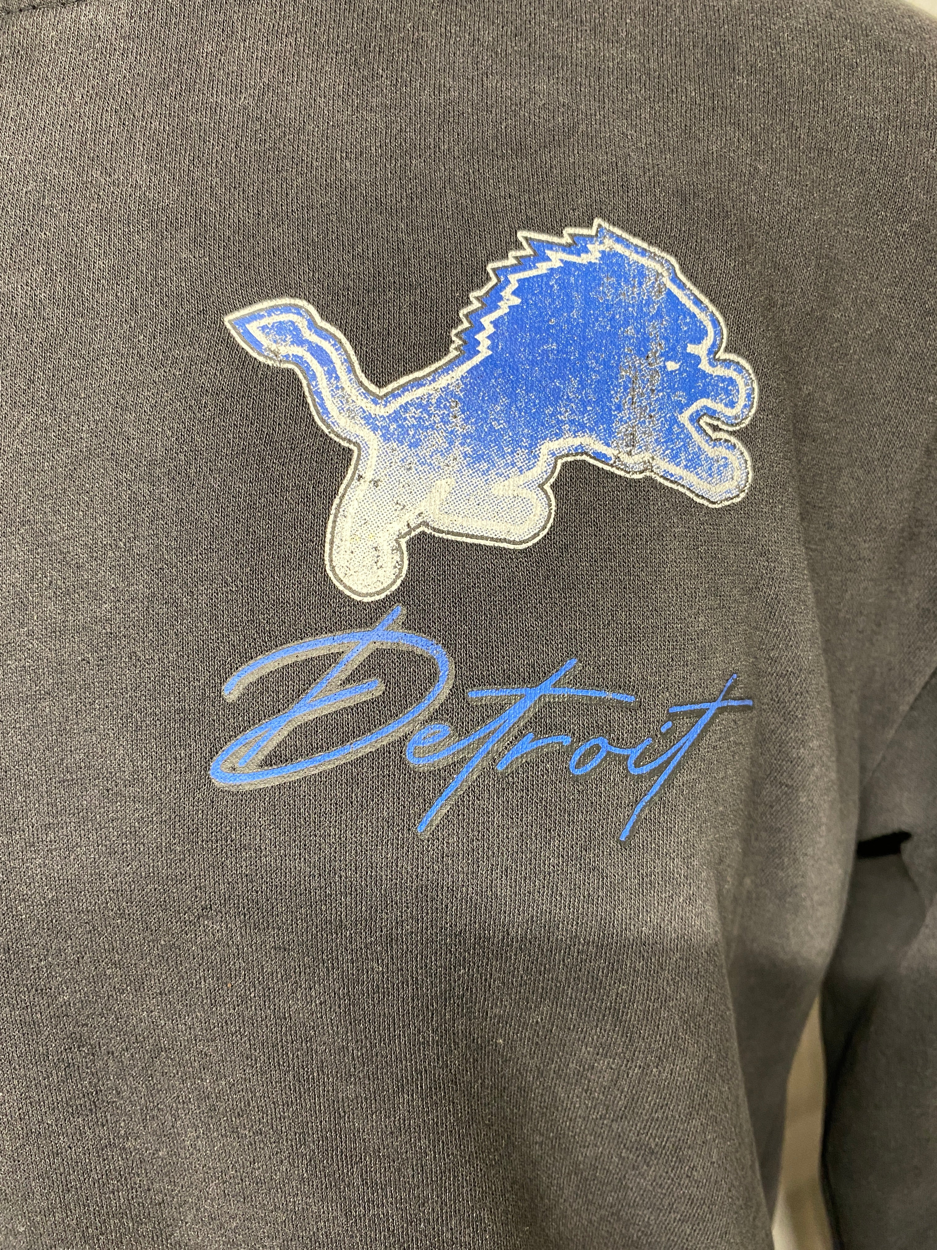 Ultra Game Detroit Lions Modern Retro Faded Wash Crewneck Sweatshirts