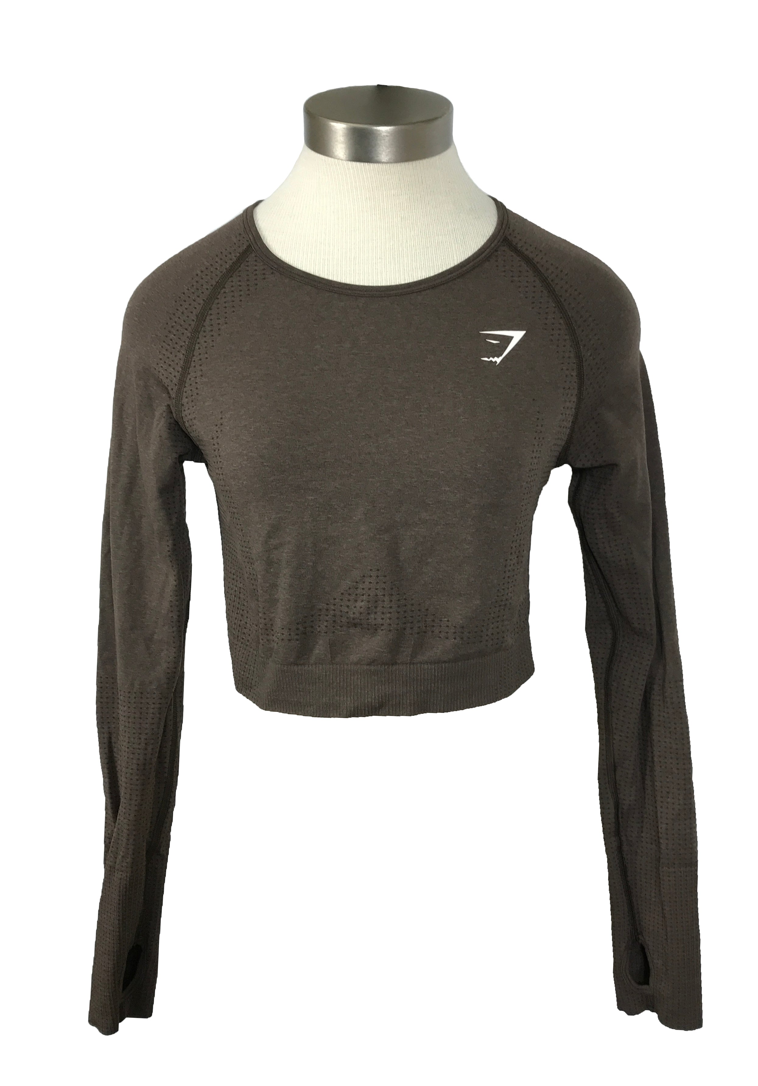 Gymshark Brown Long Sleeve Training Crop Shirt Women's Size L