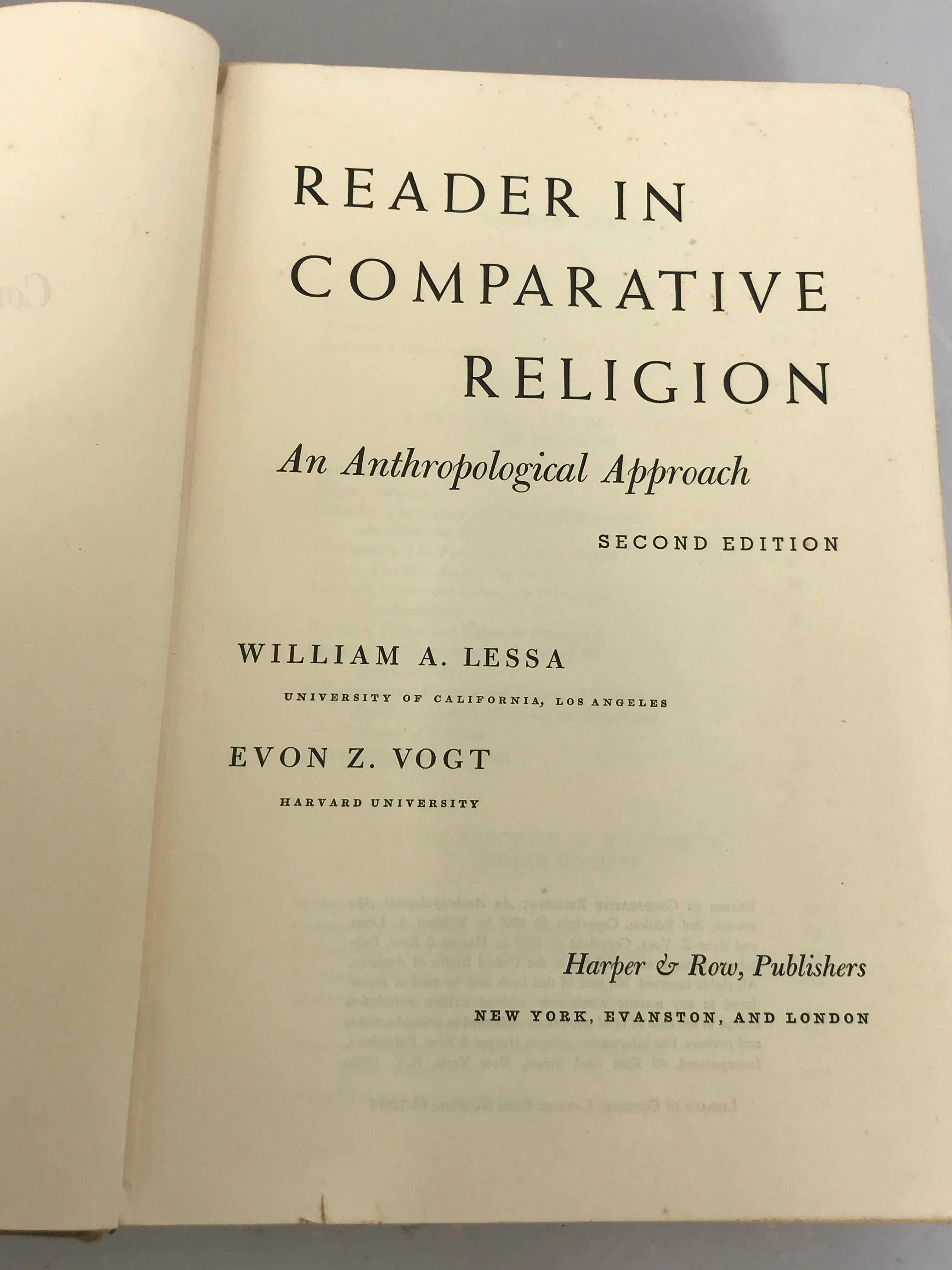 Reader in Comparative Religion by Lessa and Vogt 1965 Second Edition HC