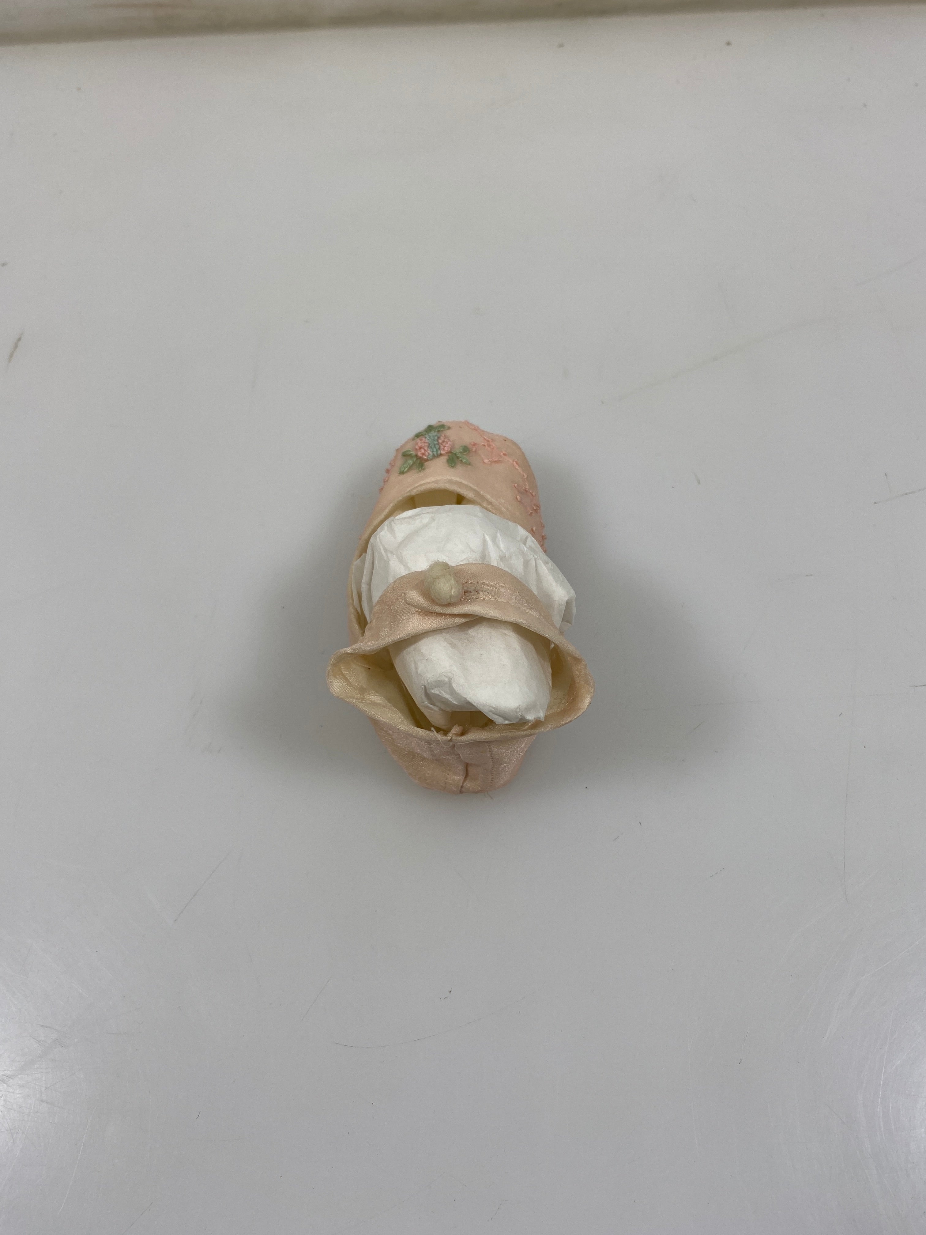 Vintage 1924 White Leather Mary Janes with Pink Button Detail