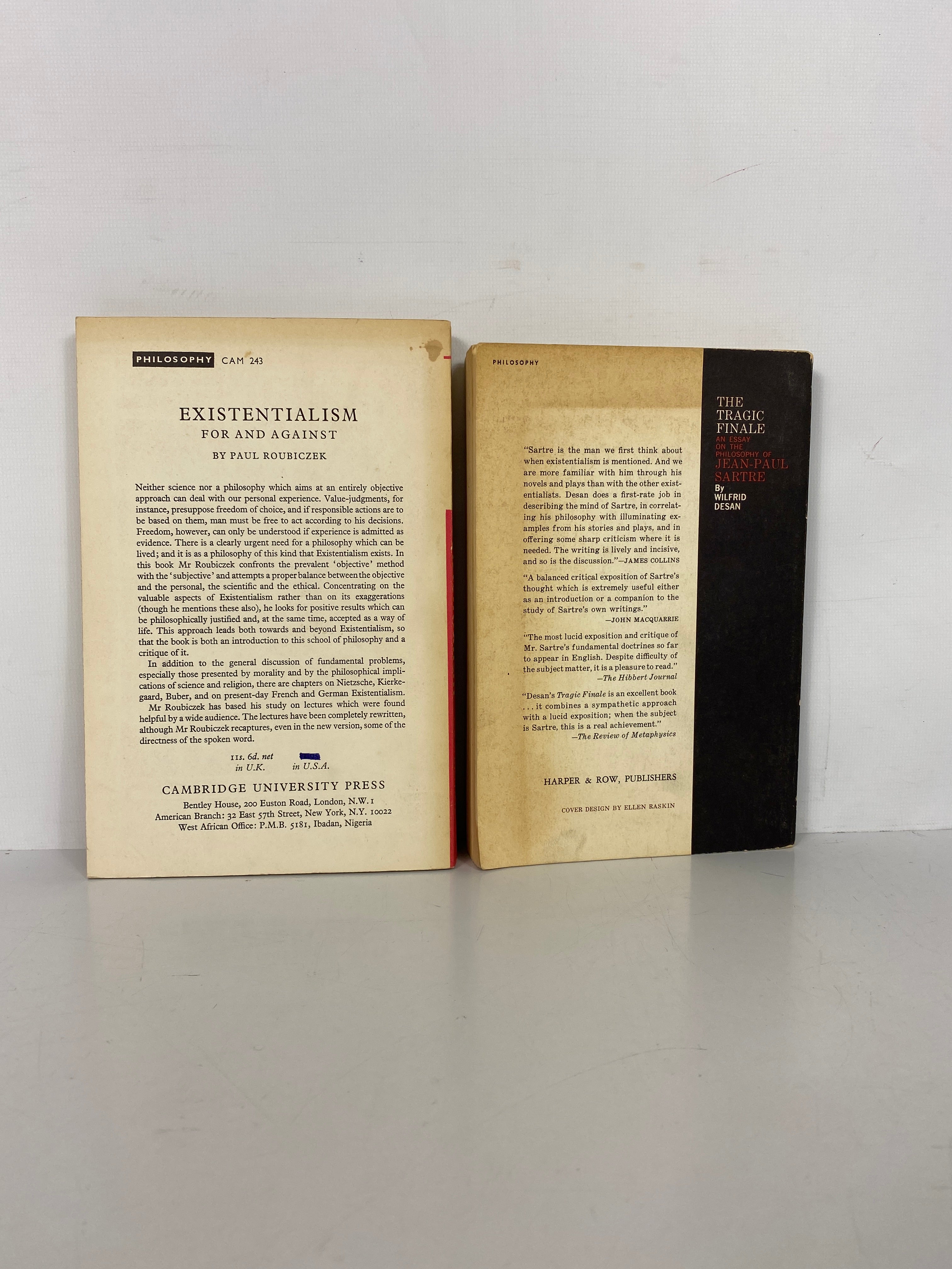 2 Vols: Existentialism For & Against/The Tragic Finale (Sartre) Vintage SC