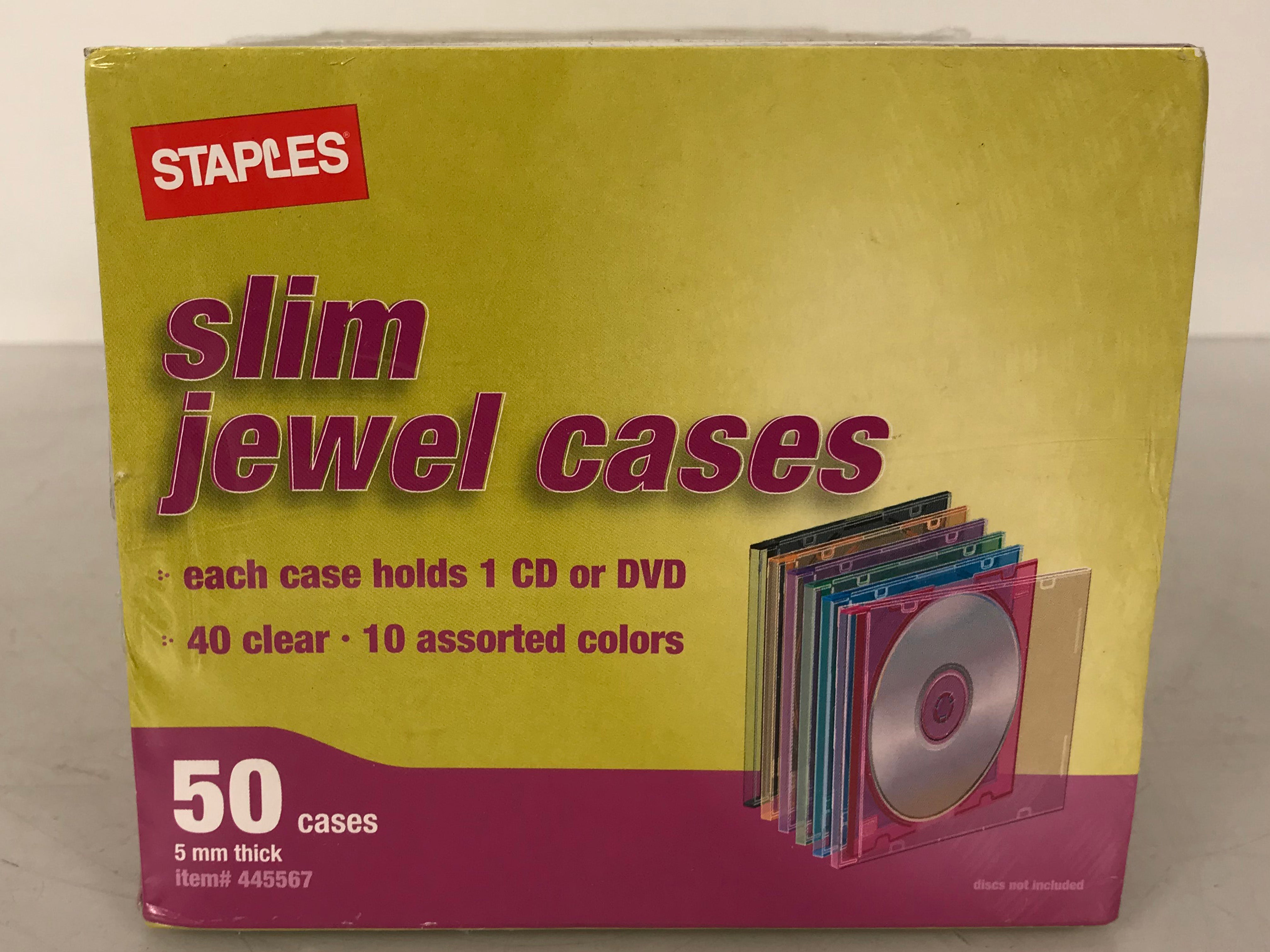 50-Pack Staples Slim Jewel Cases