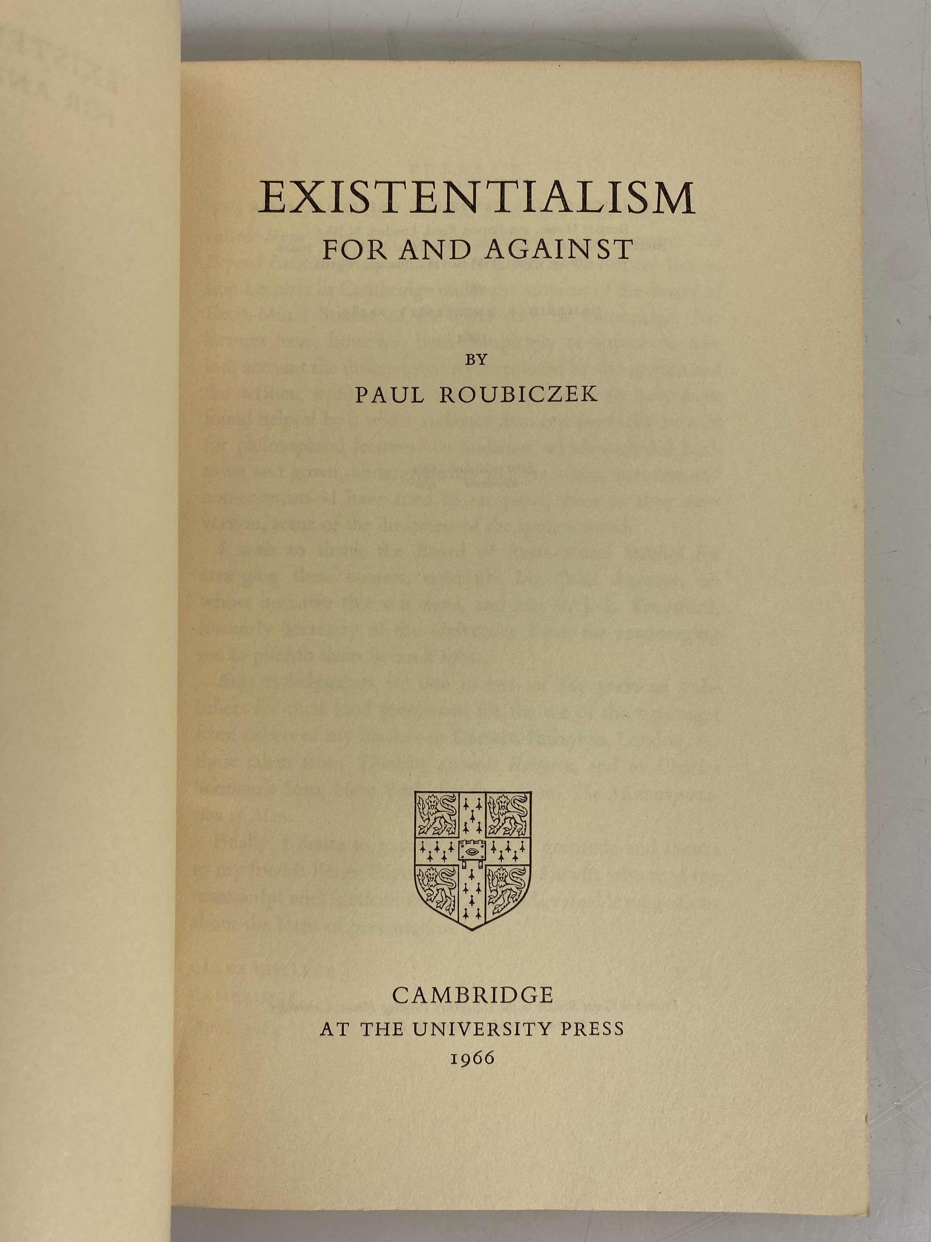 2 Vols: Existentialism For & Against/The Tragic Finale (Sartre) Vintage SC