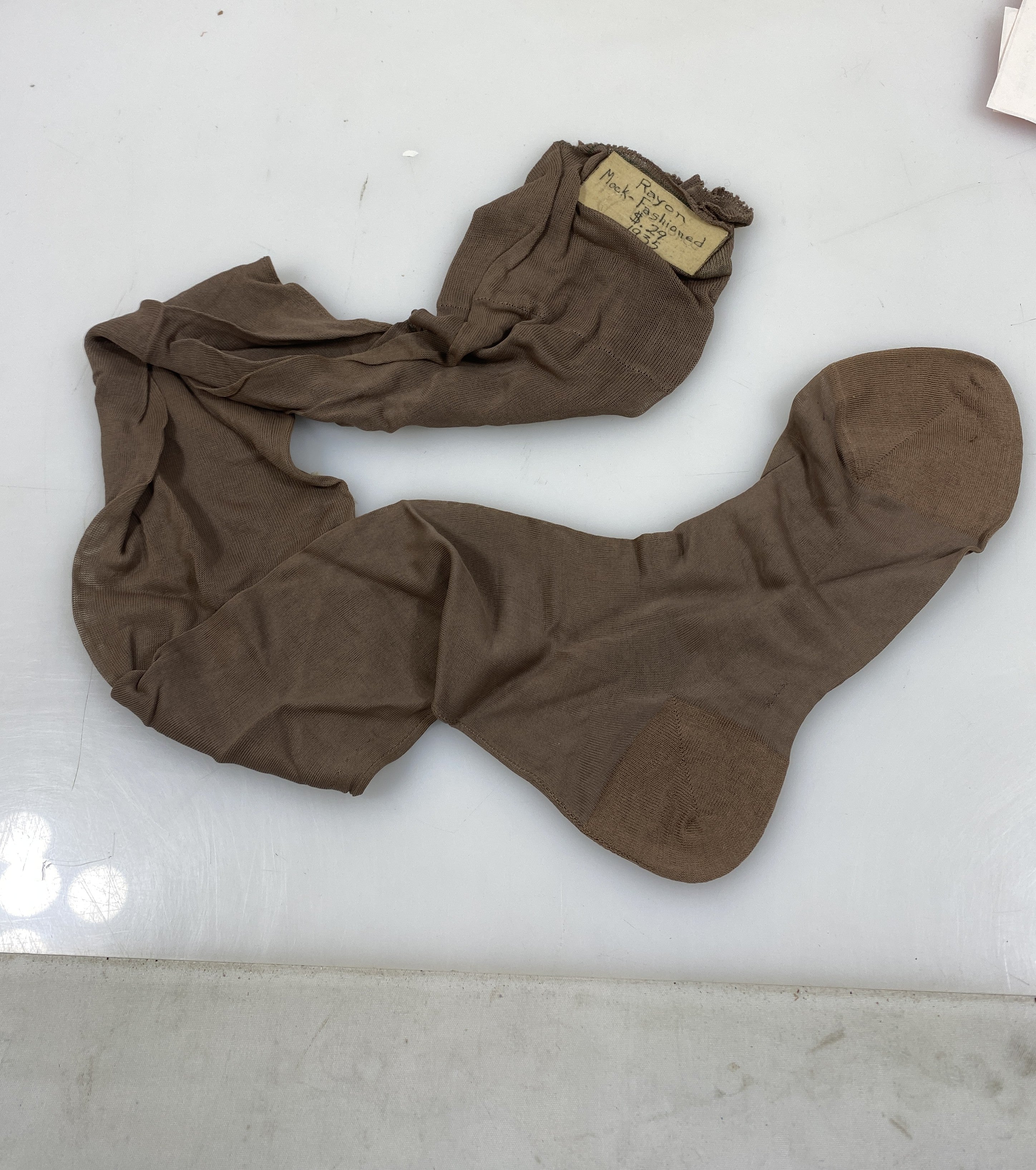 Vintage 1935 Brown Rayon Hose (1 Hose)