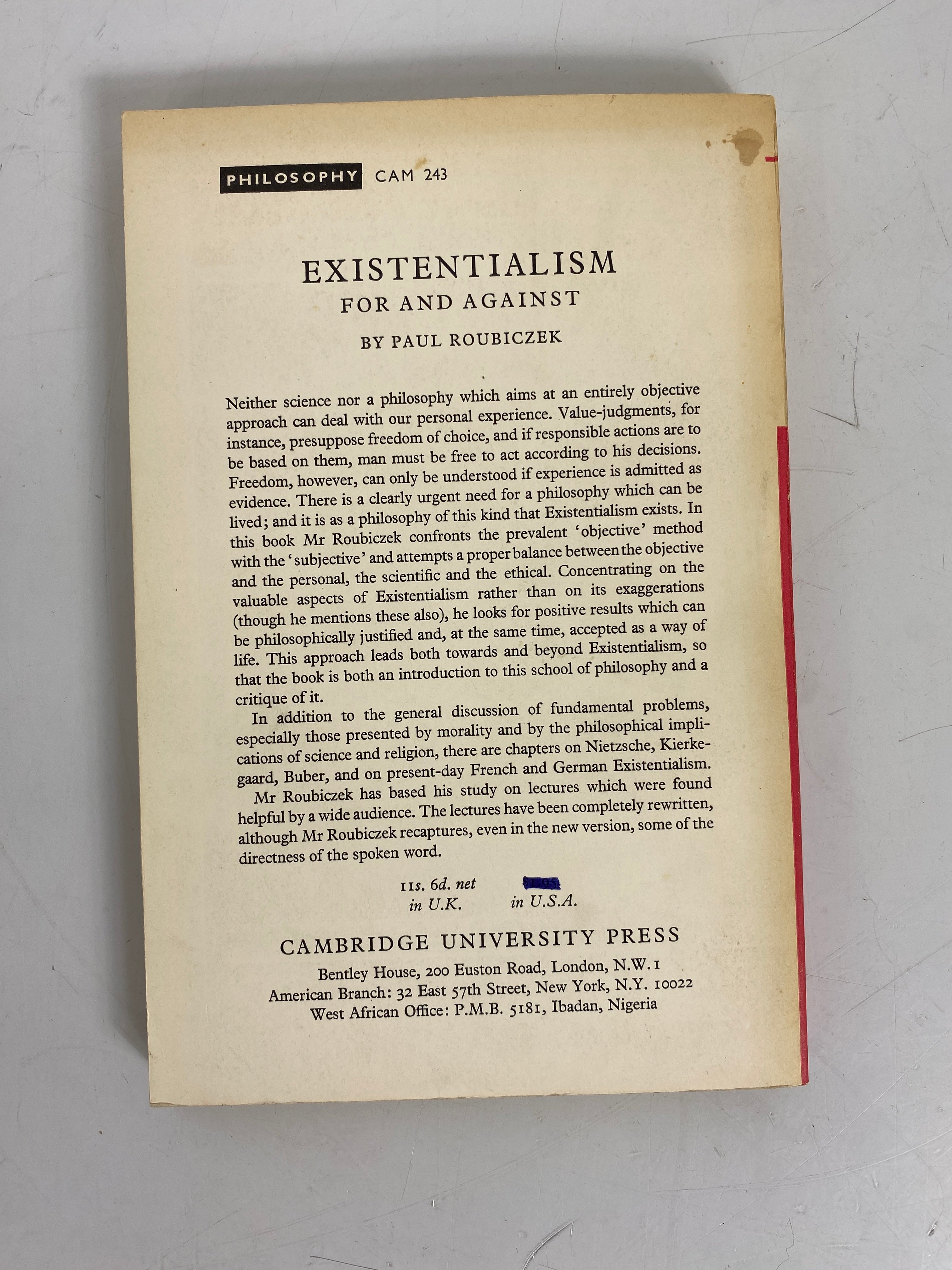 2 Vols: Existentialism For & Against/The Tragic Finale (Sartre) Vintage SC