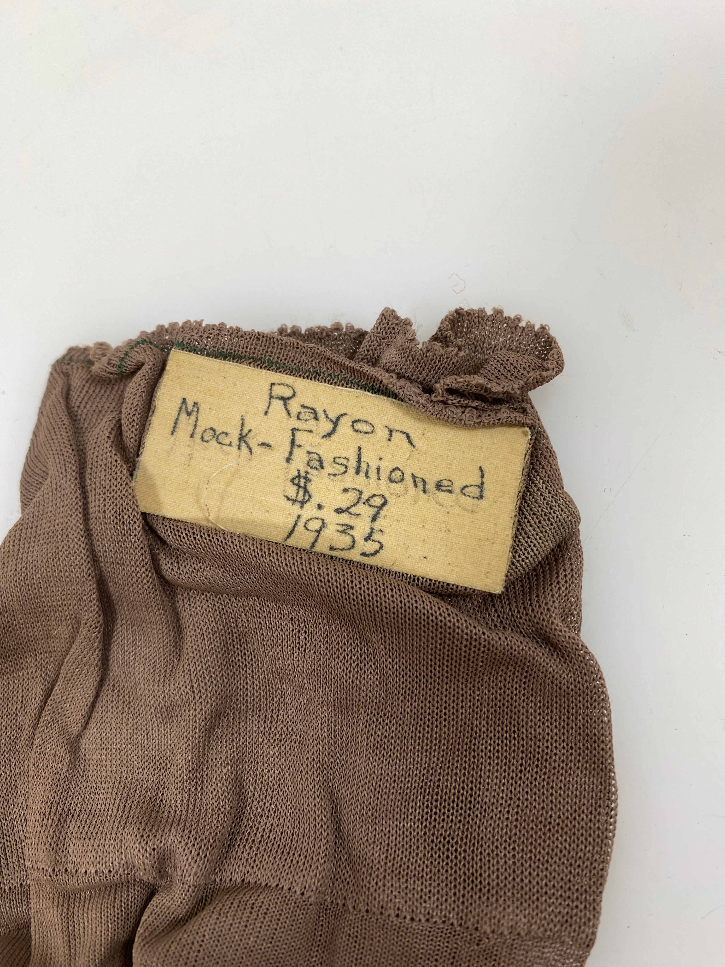 Vintage 1935 Brown Rayon Hose (1 Hose)