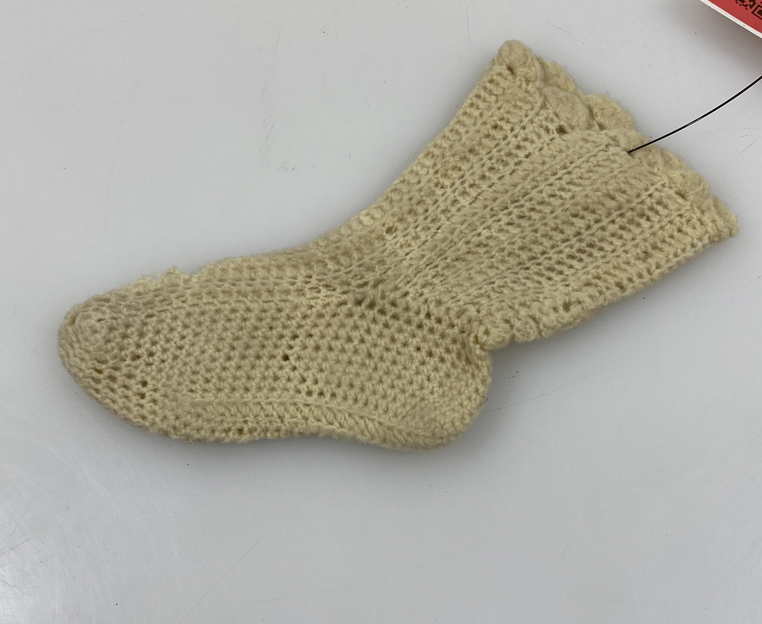 Vintage 1930s White Knit Children's Bootee (1 Sock)