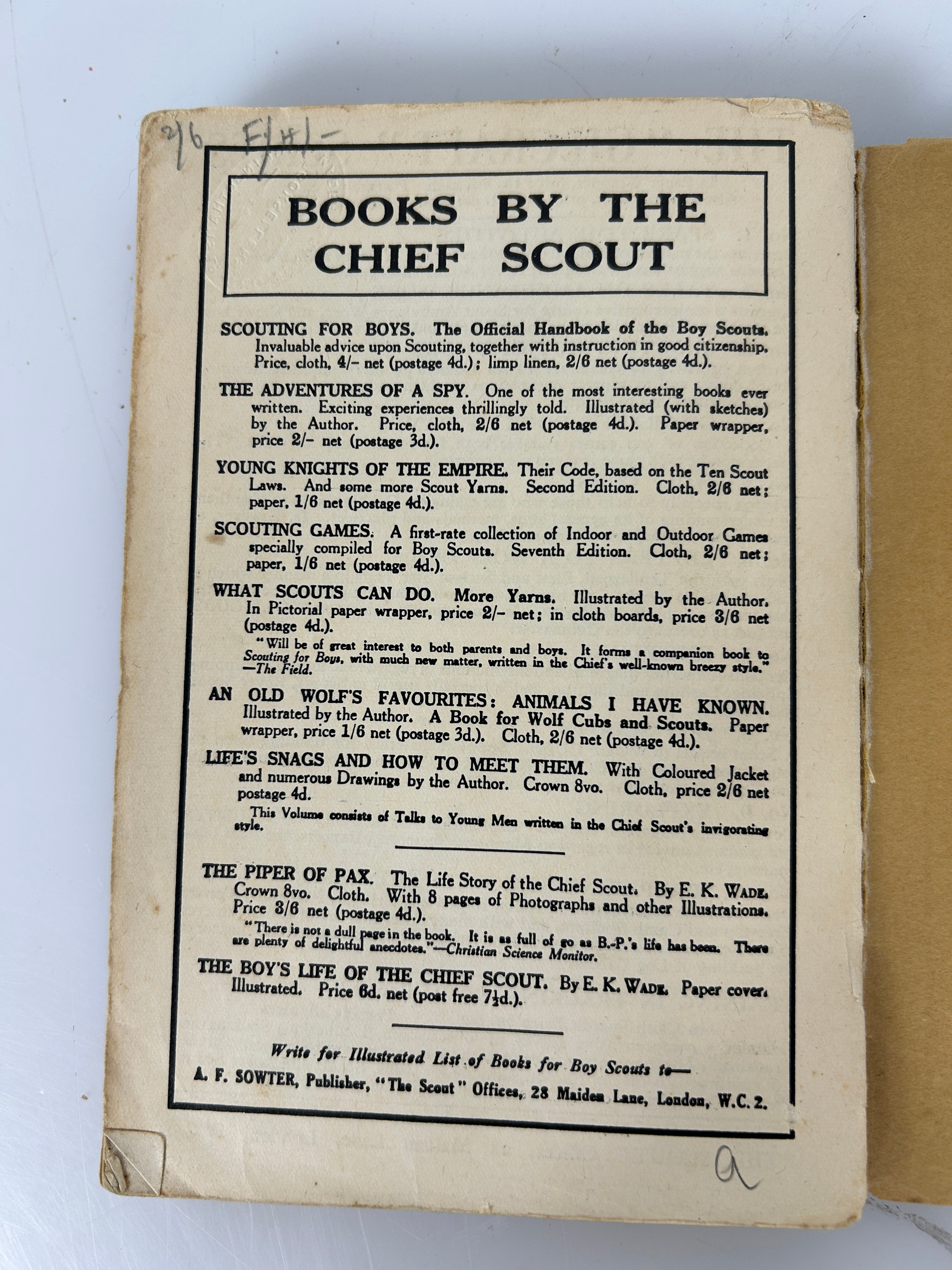 Scouting for Boys in India Lord Baden-Powell of Gilwell 1931 SC