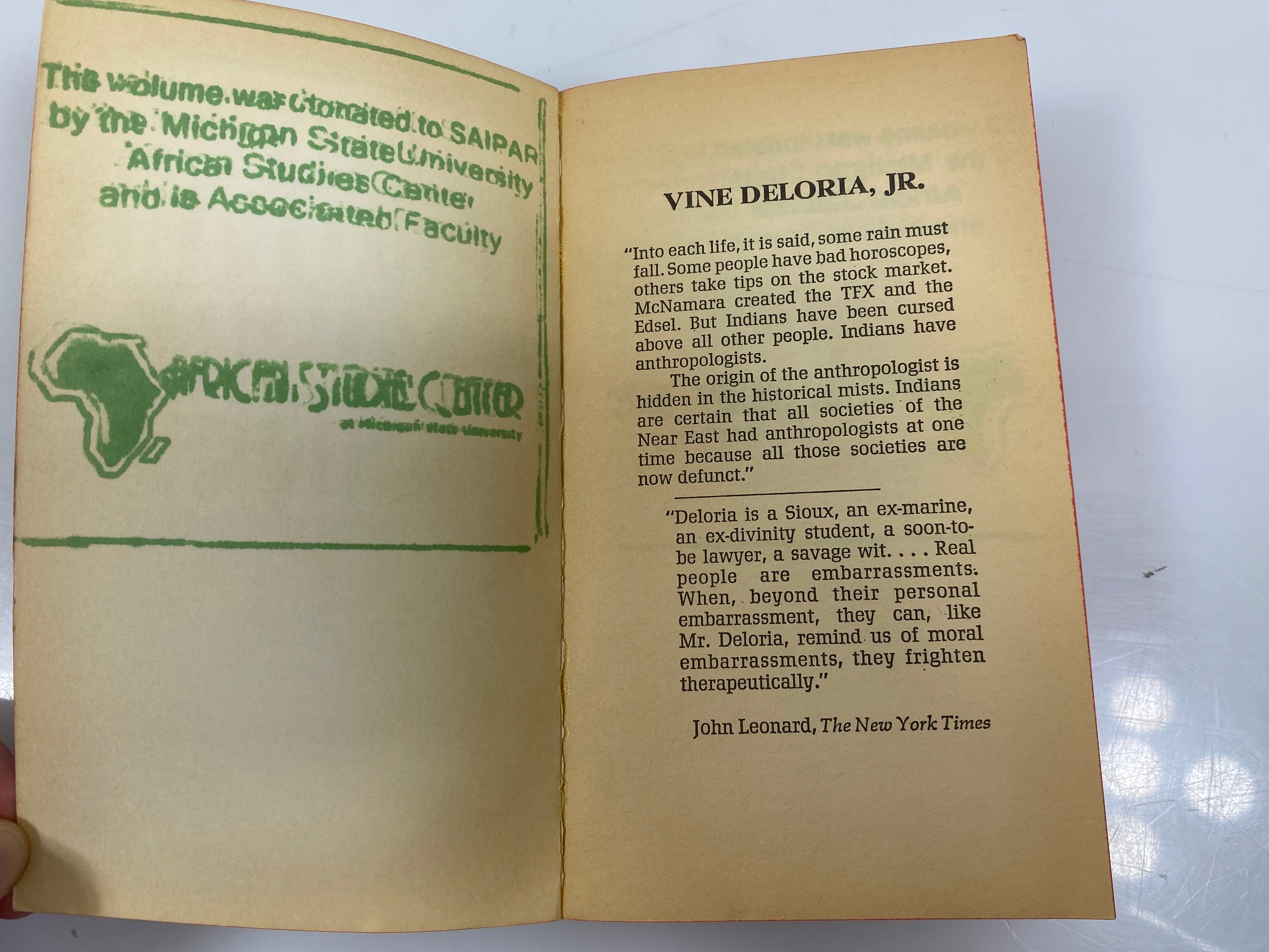 Custer Died for Your Sins by Vine Deloria Jr 1969 SC