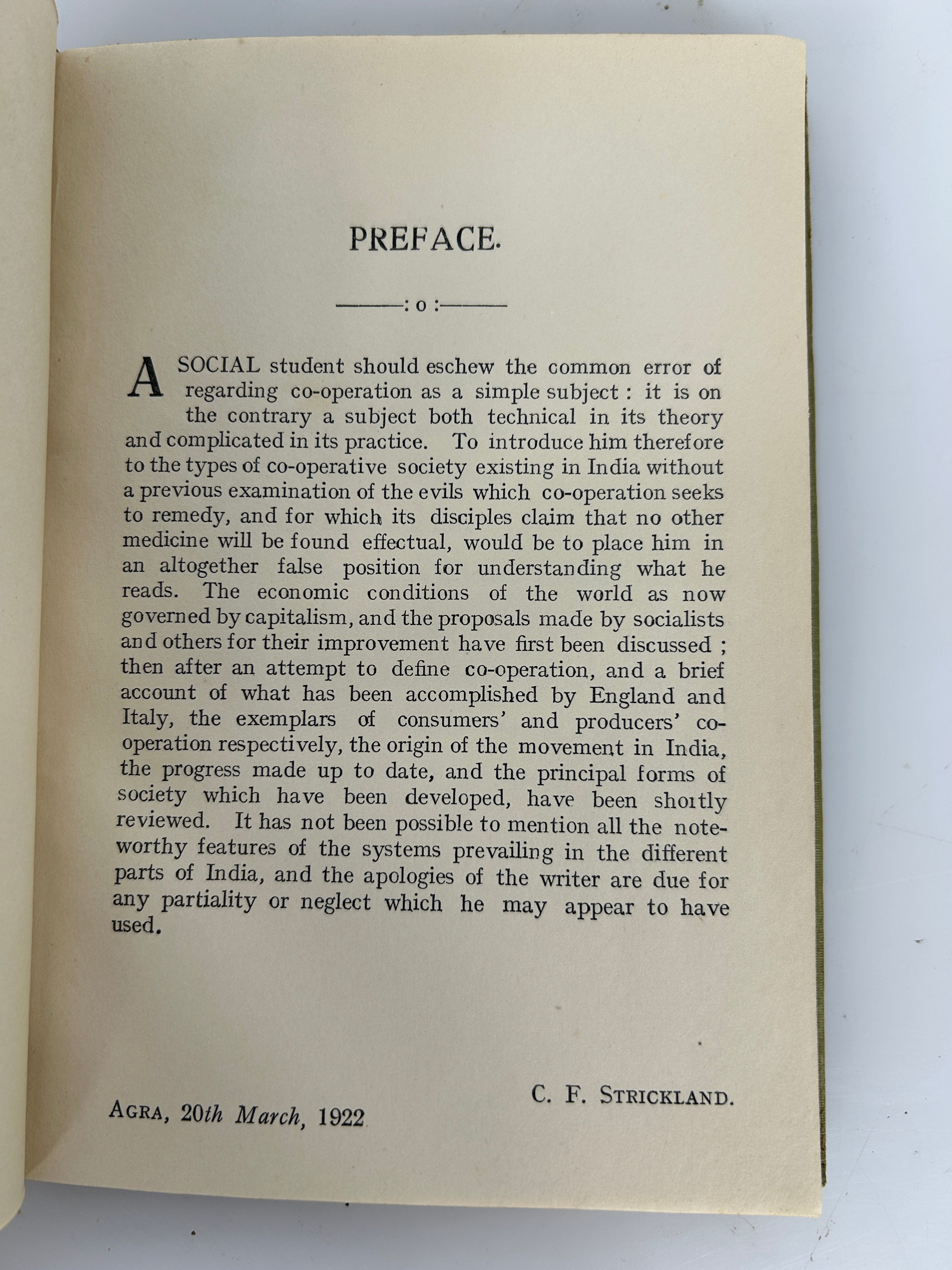 India of To-Day Vol 1 An Introduction to Co-Operation in India by C.F. Strickland 1922 HC