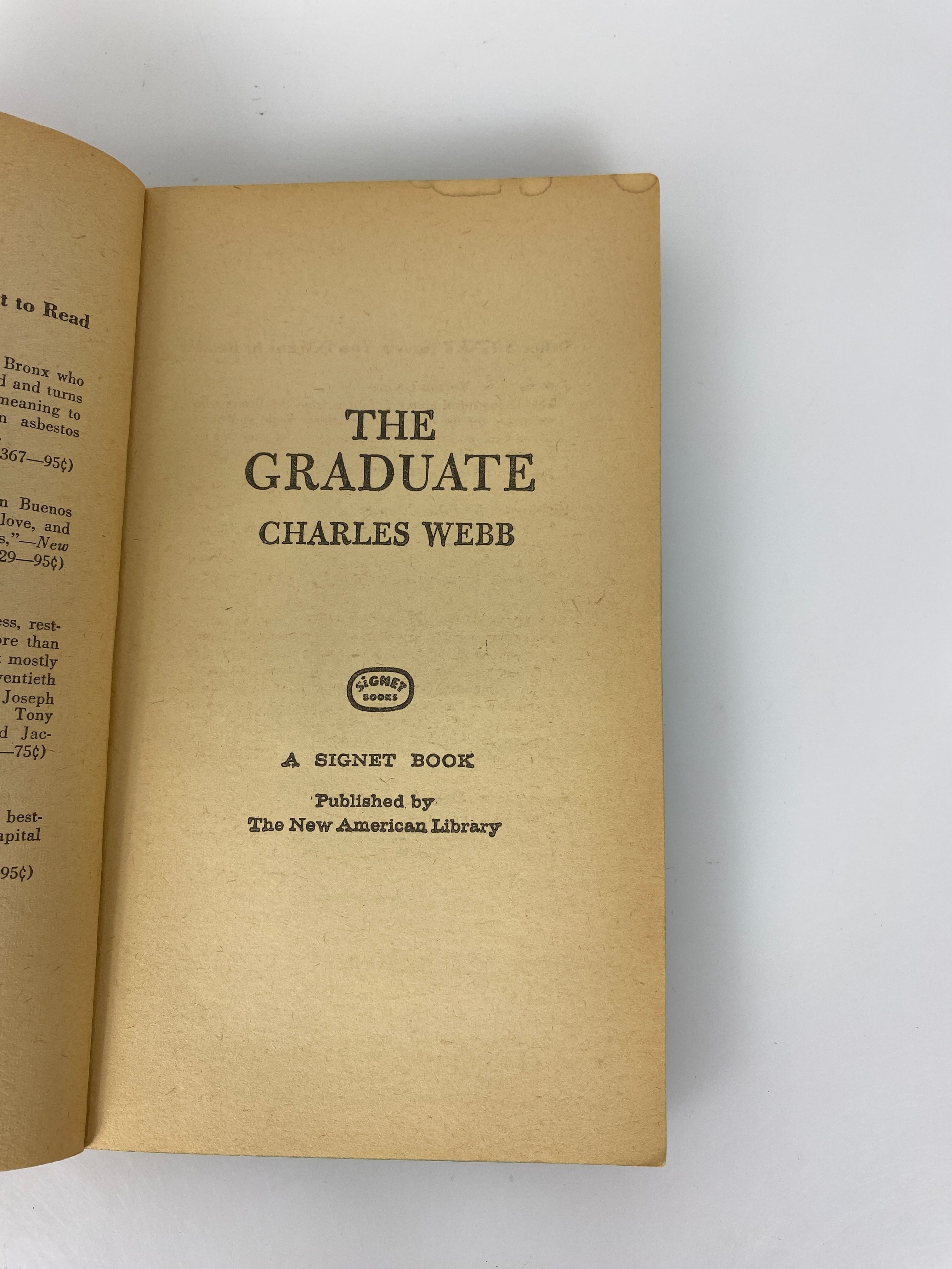 The Graduate Charles Webb vintage paperback 1963