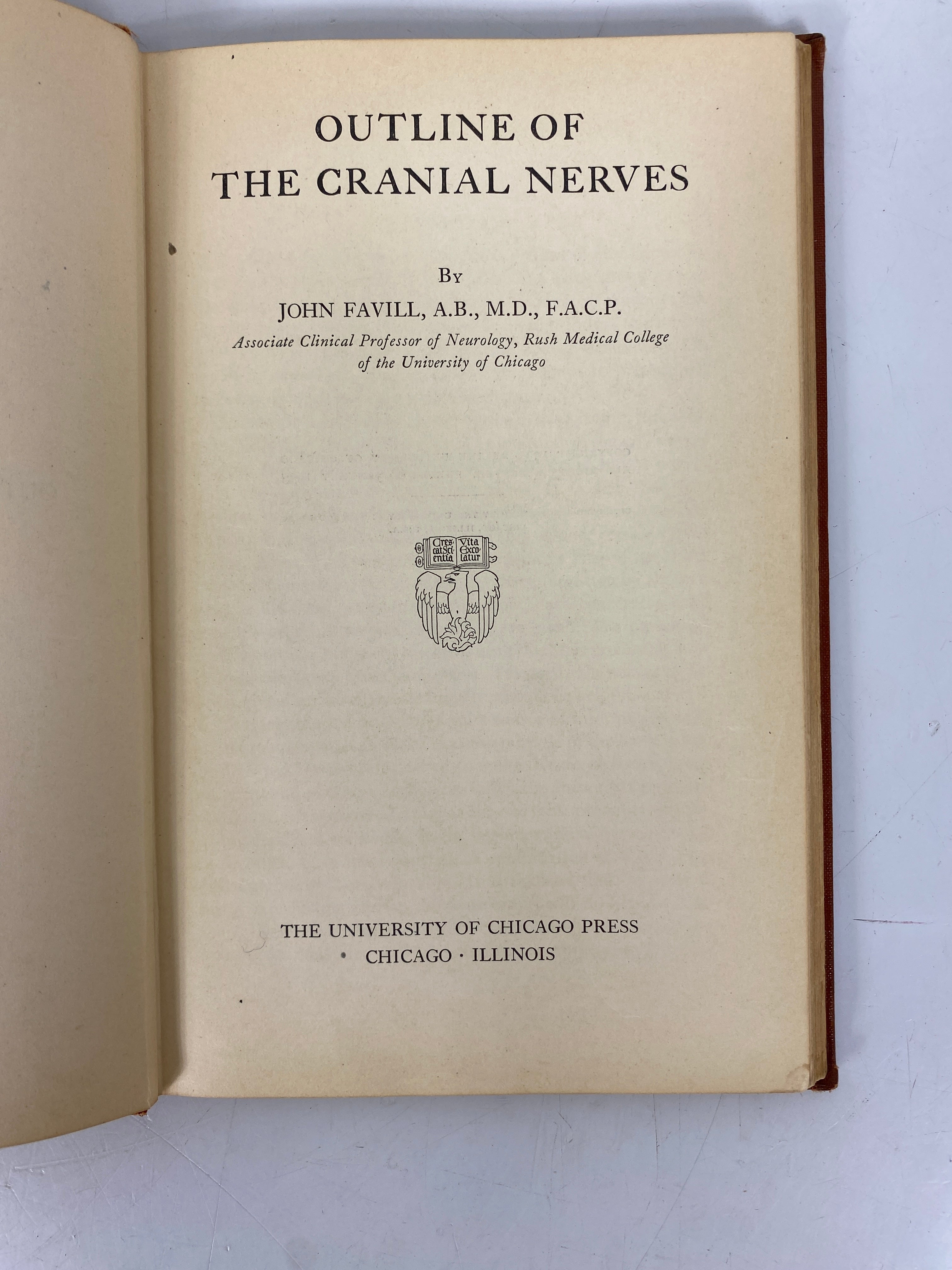 Outline of the Cranial Nerves John Favill 1933 1st Ed Vintage HC