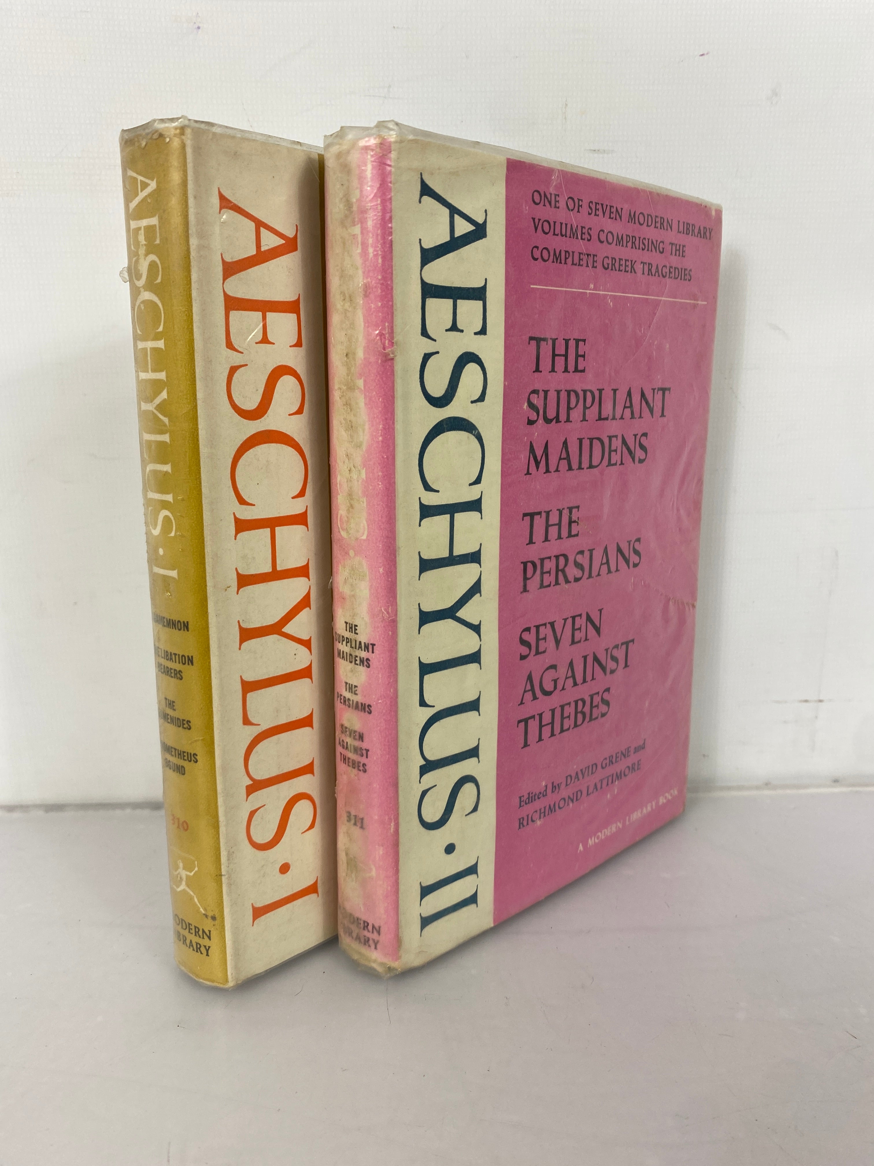 2 Volumes: Aeschylus I and II A Modern Library Book by Grene/Lattimore HCDJ