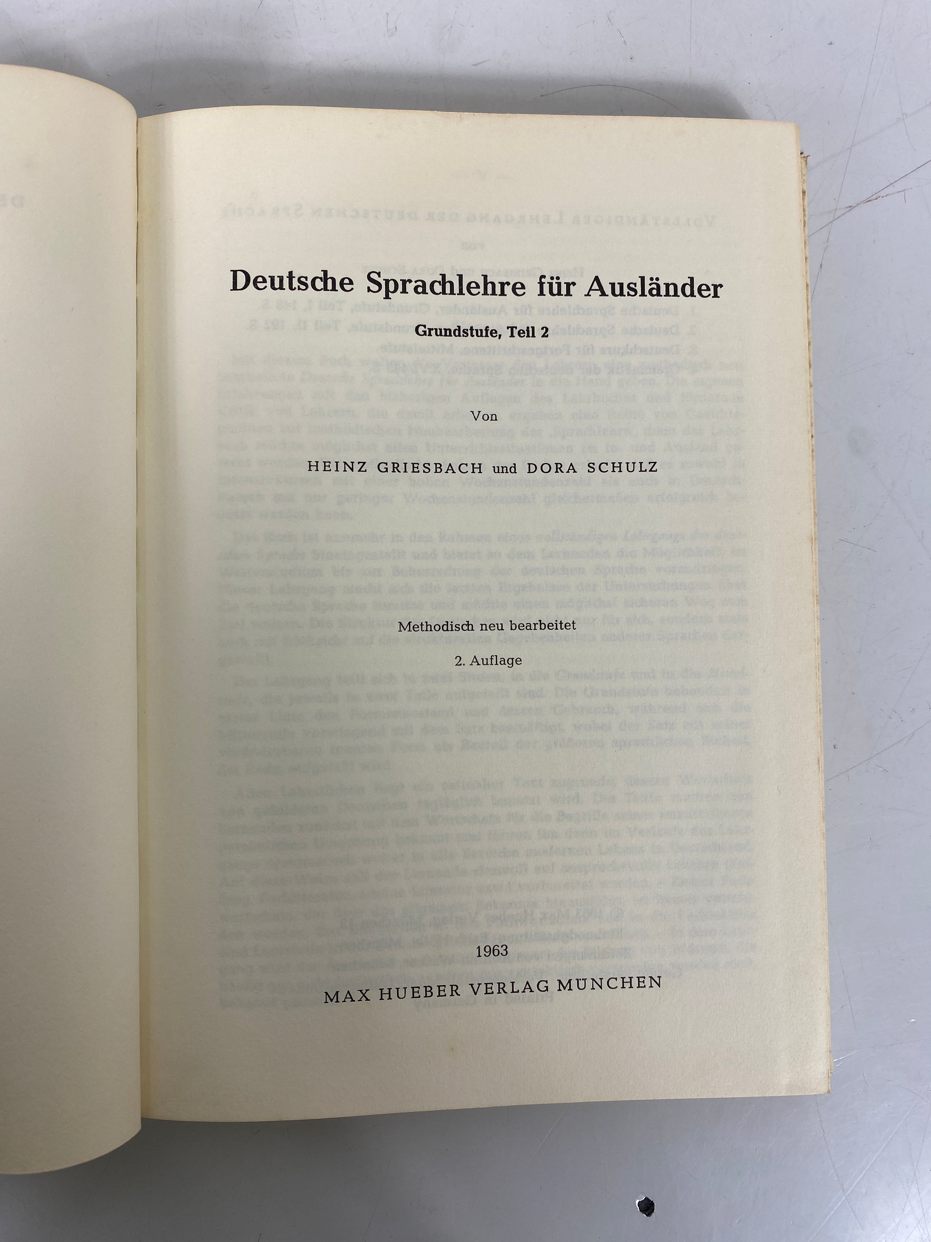 2 Vol Set: Deutsche Sprachlehre fur Auslander (Language Learning) 1963 HC