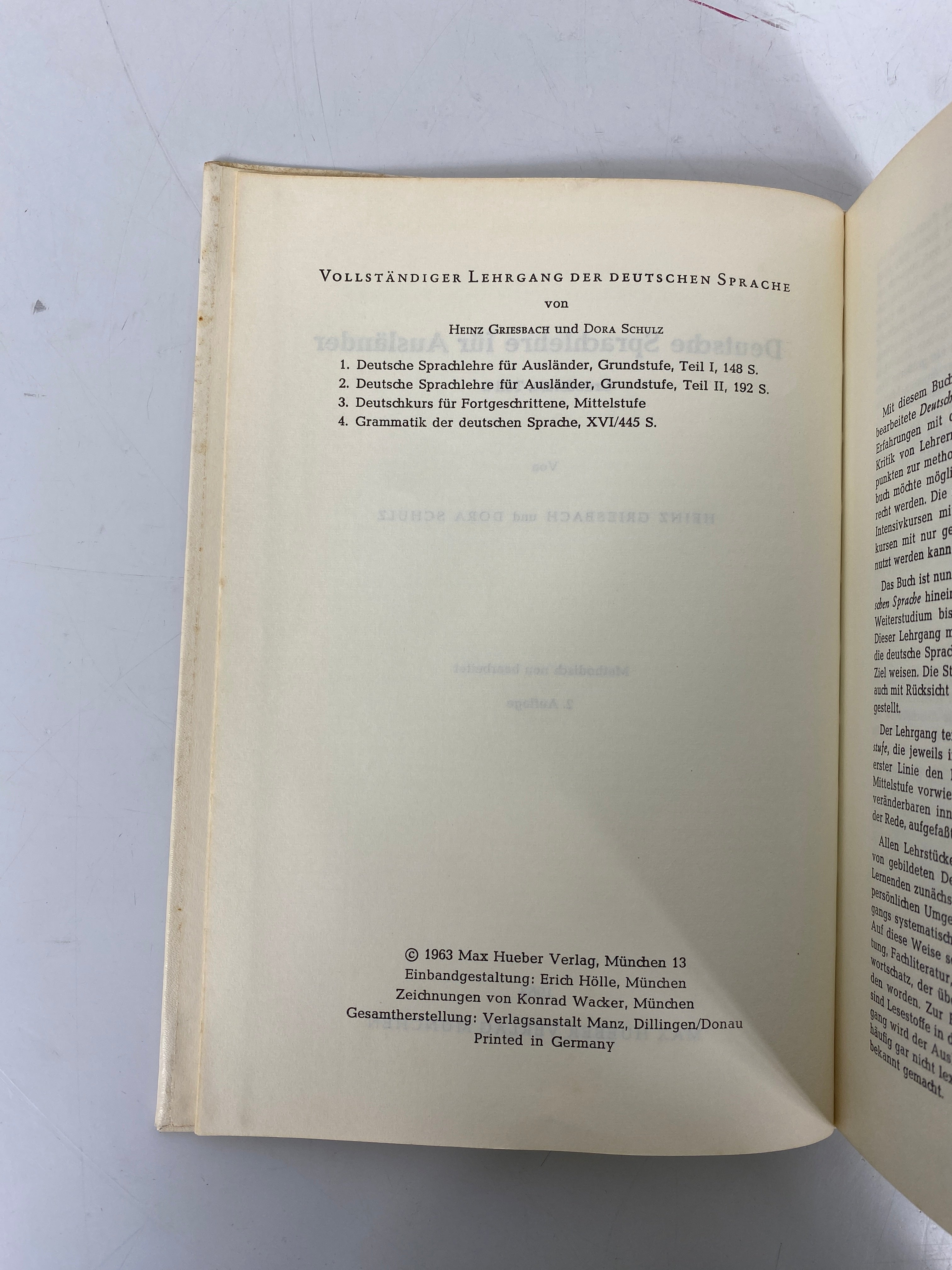 2 Vol Set: Deutsche Sprachlehre fur Auslander (Language Learning) 1963 HC