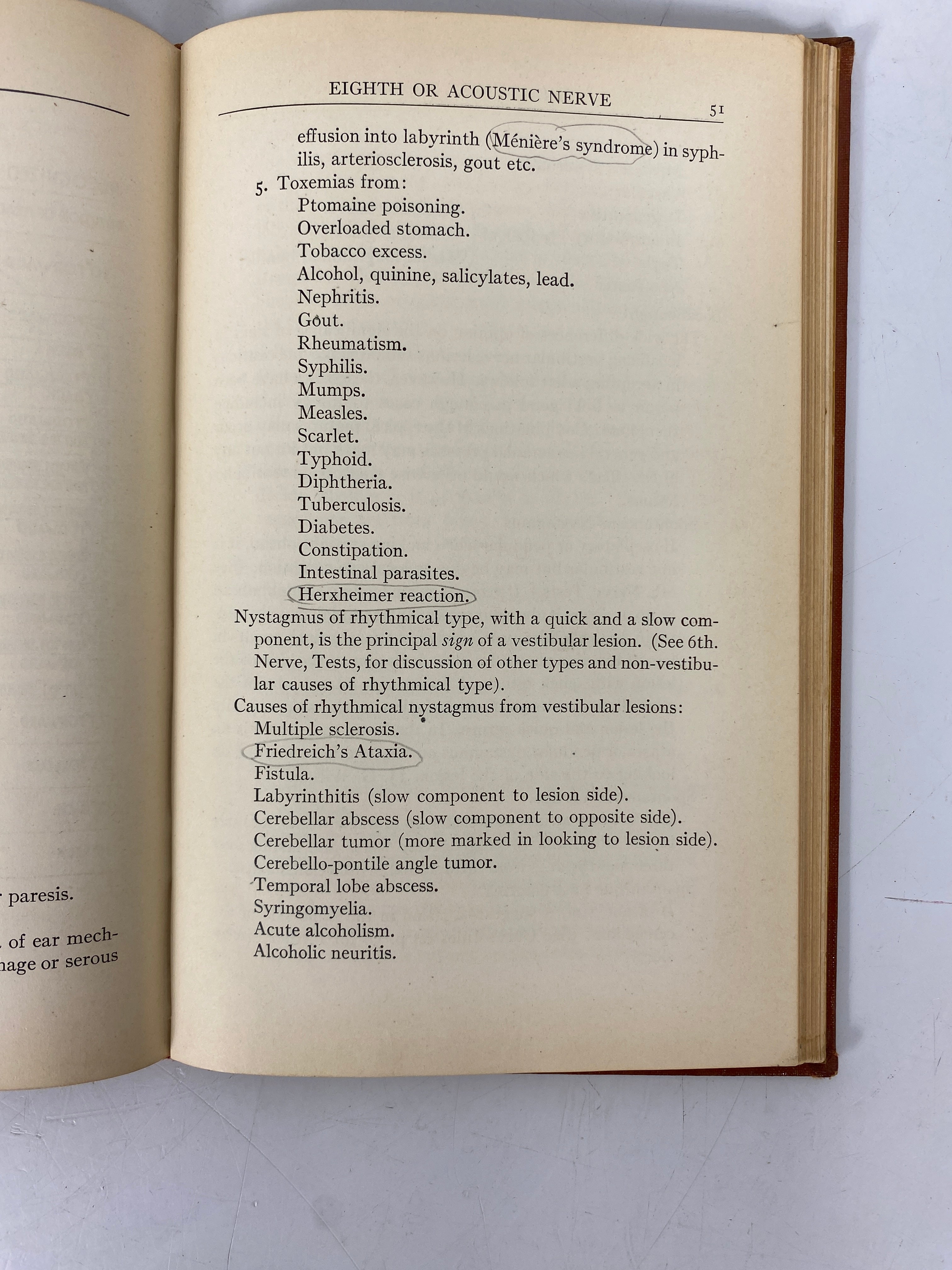 Outline of the Cranial Nerves John Favill 1933 1st Ed Vintage HC