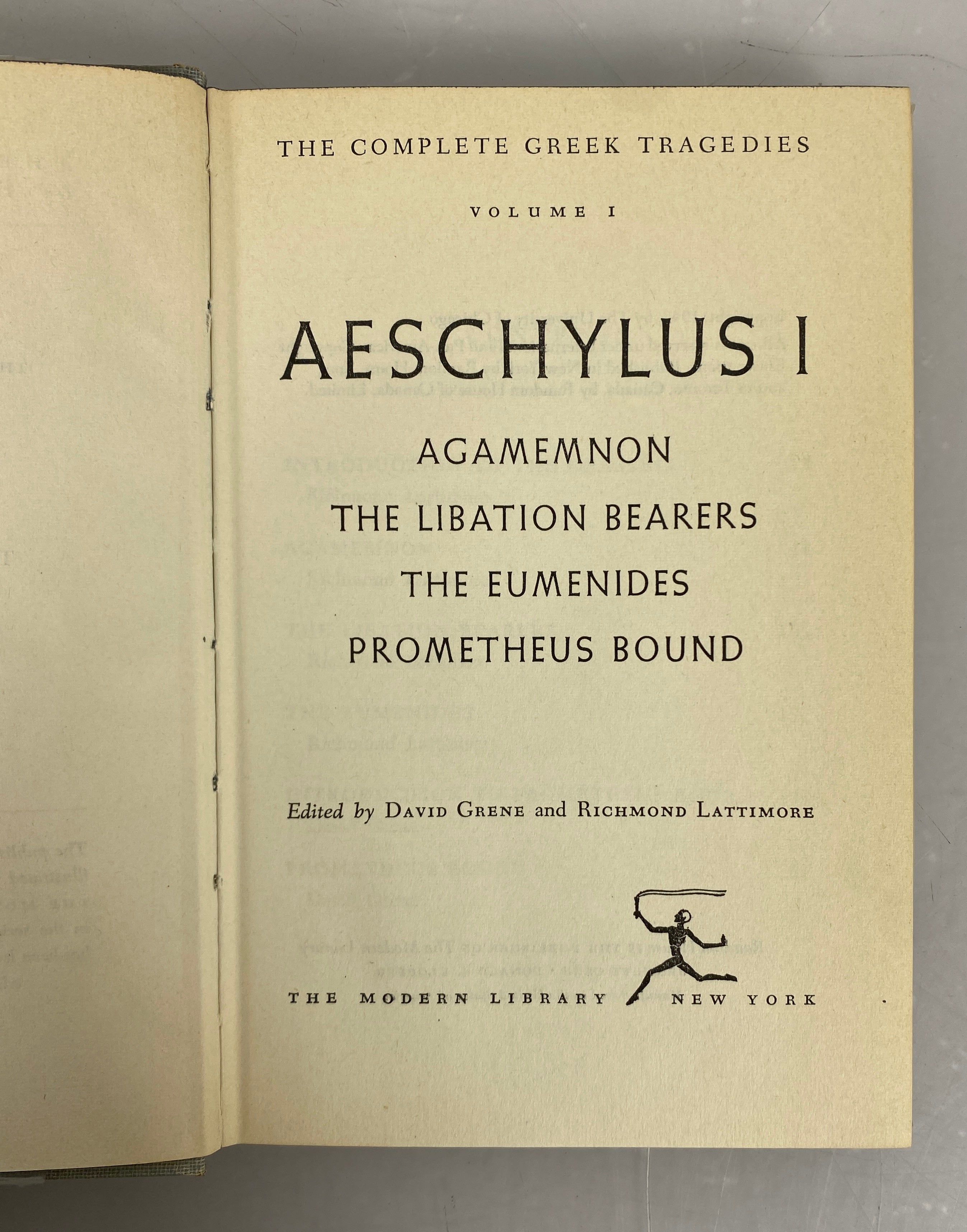 2 Volumes: Aeschylus I and II A Modern Library Book by Grene/Lattimore HCDJ