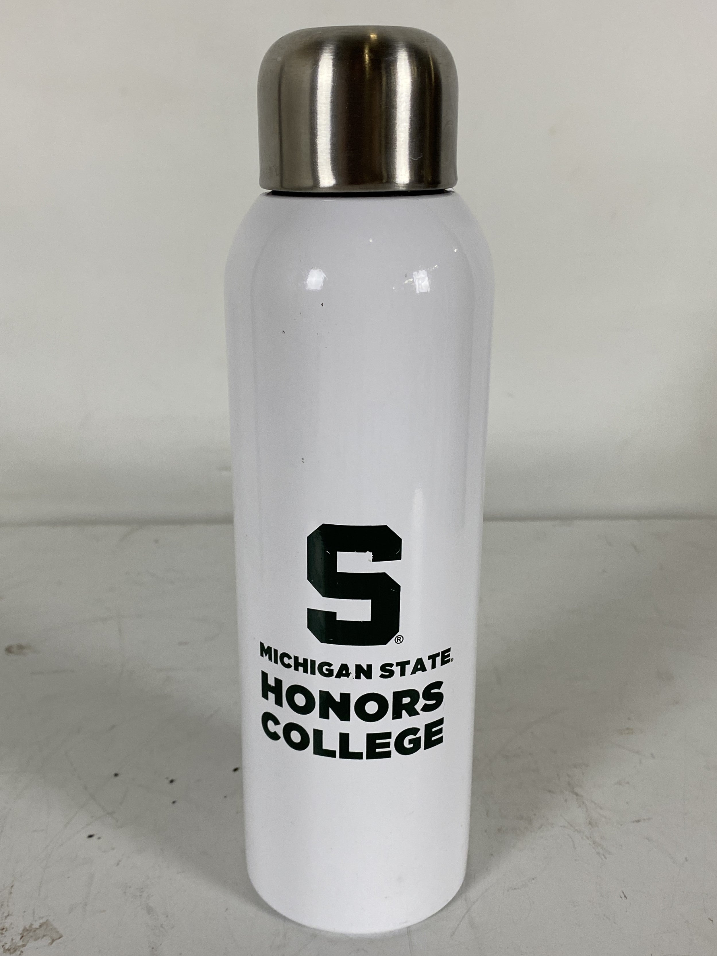 White MSU Honors College Metal Water Bottle