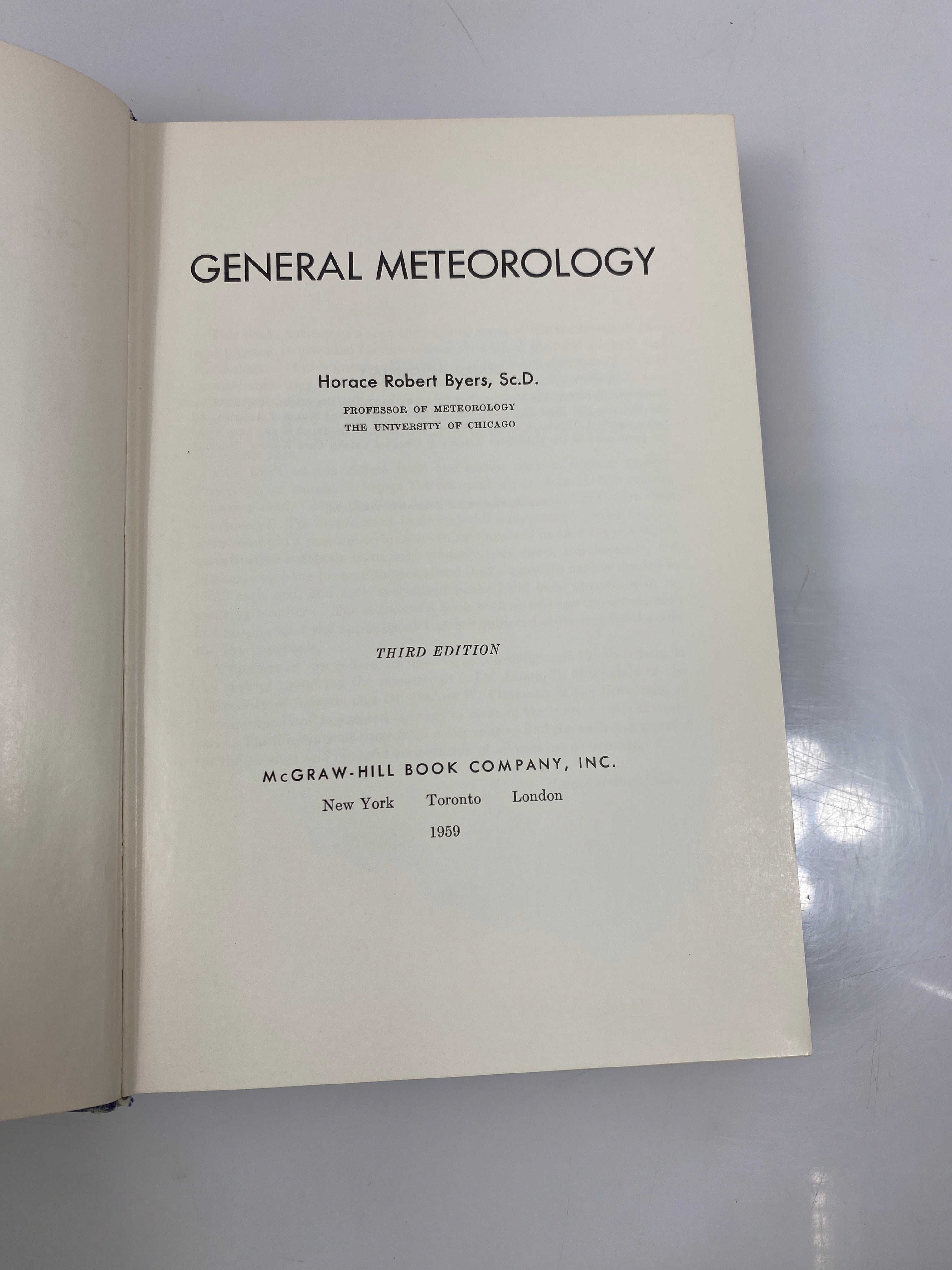 General Meteorology by Byers 3rd Ed. 1959 HC