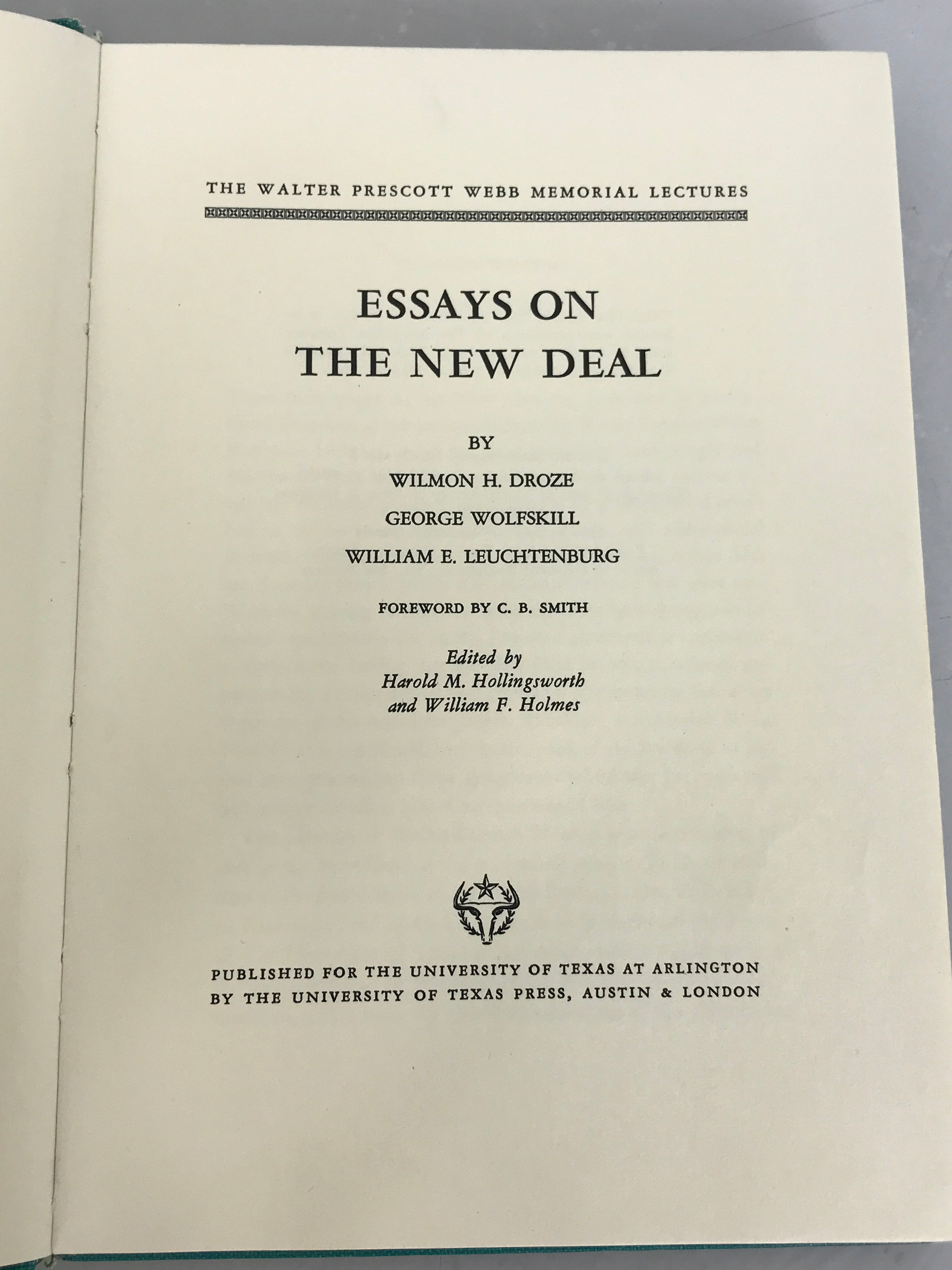 Lot of 2 New Deal History: Essays on the New Deal (1969) and New Deal Thought (1966) First Printing HC