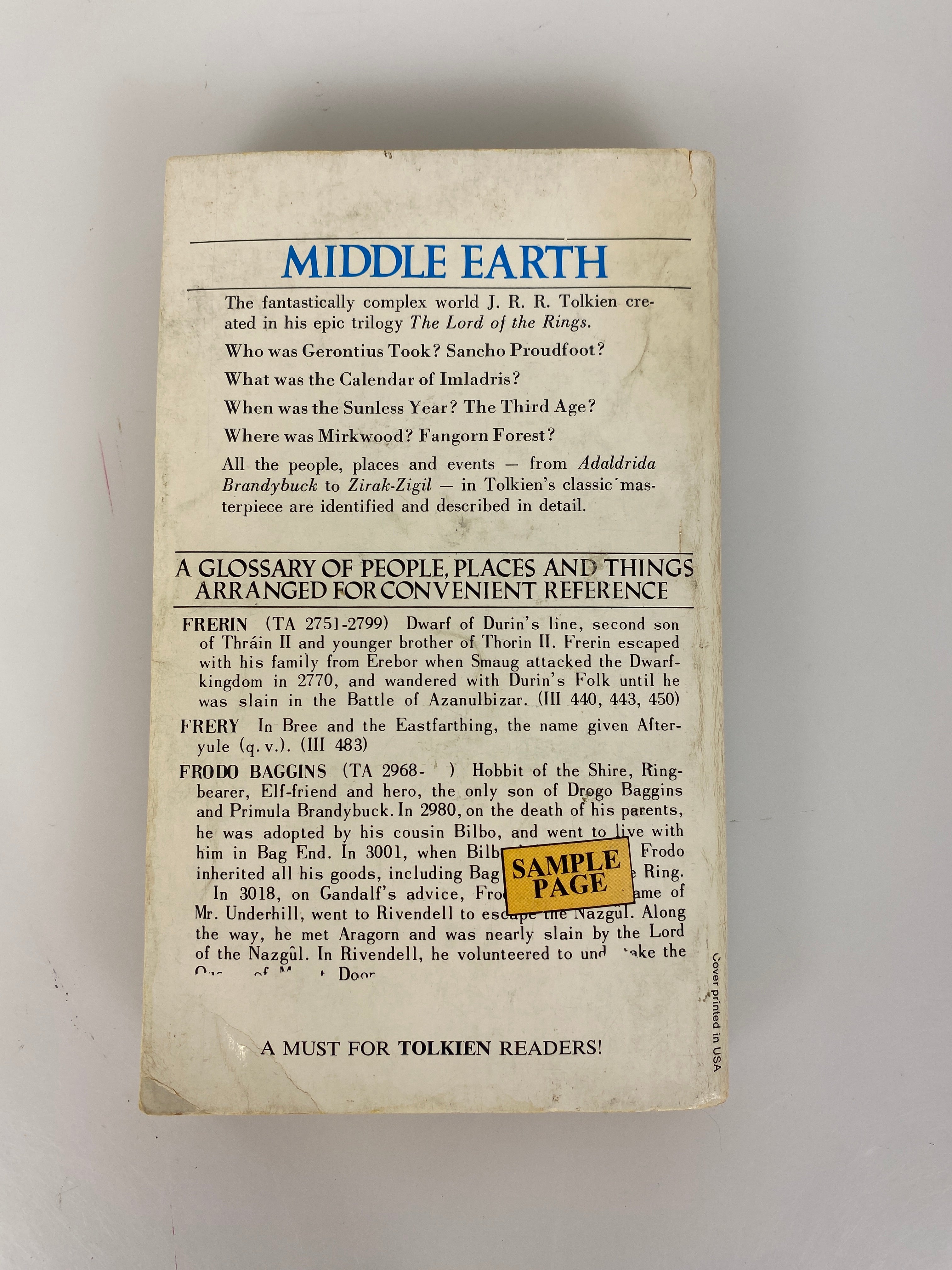 A Guide to Middle Earth Robert Foster paperback 1974