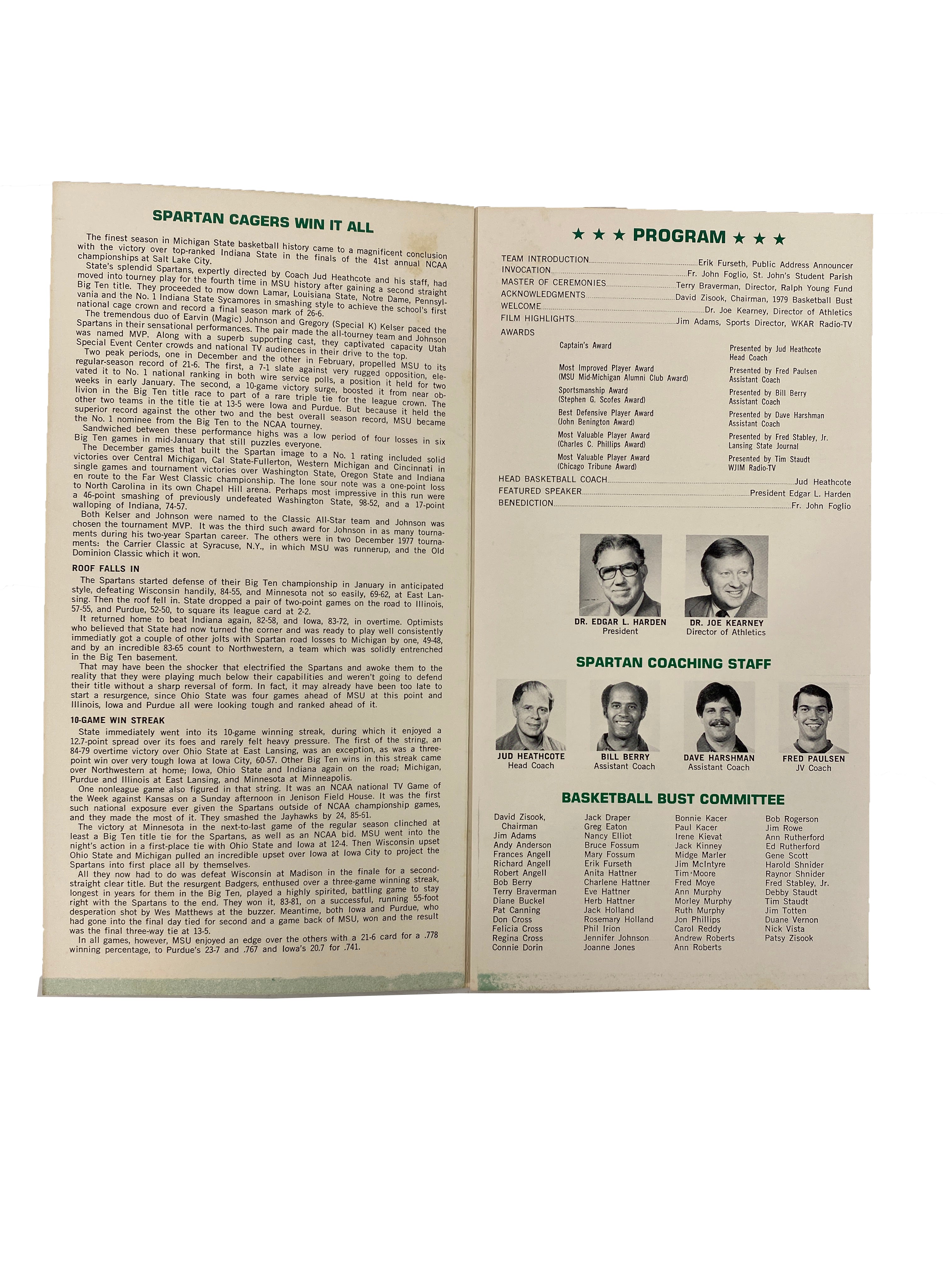 Michigan State Basketball Bust March 30, 1979 Program #2