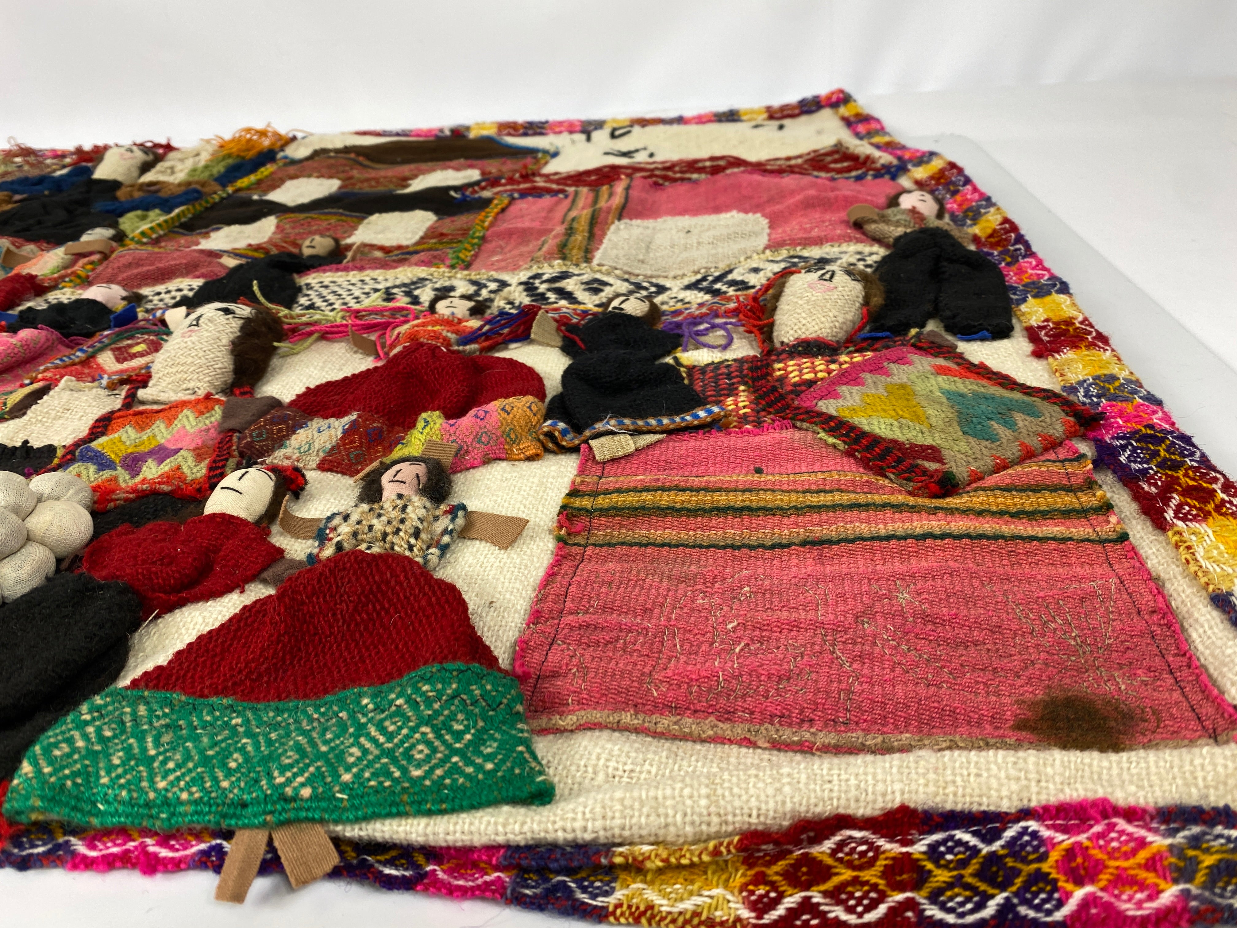 Large Hand-Sewn Peruvian Arpillera "Mercado de Cusco" 40x31