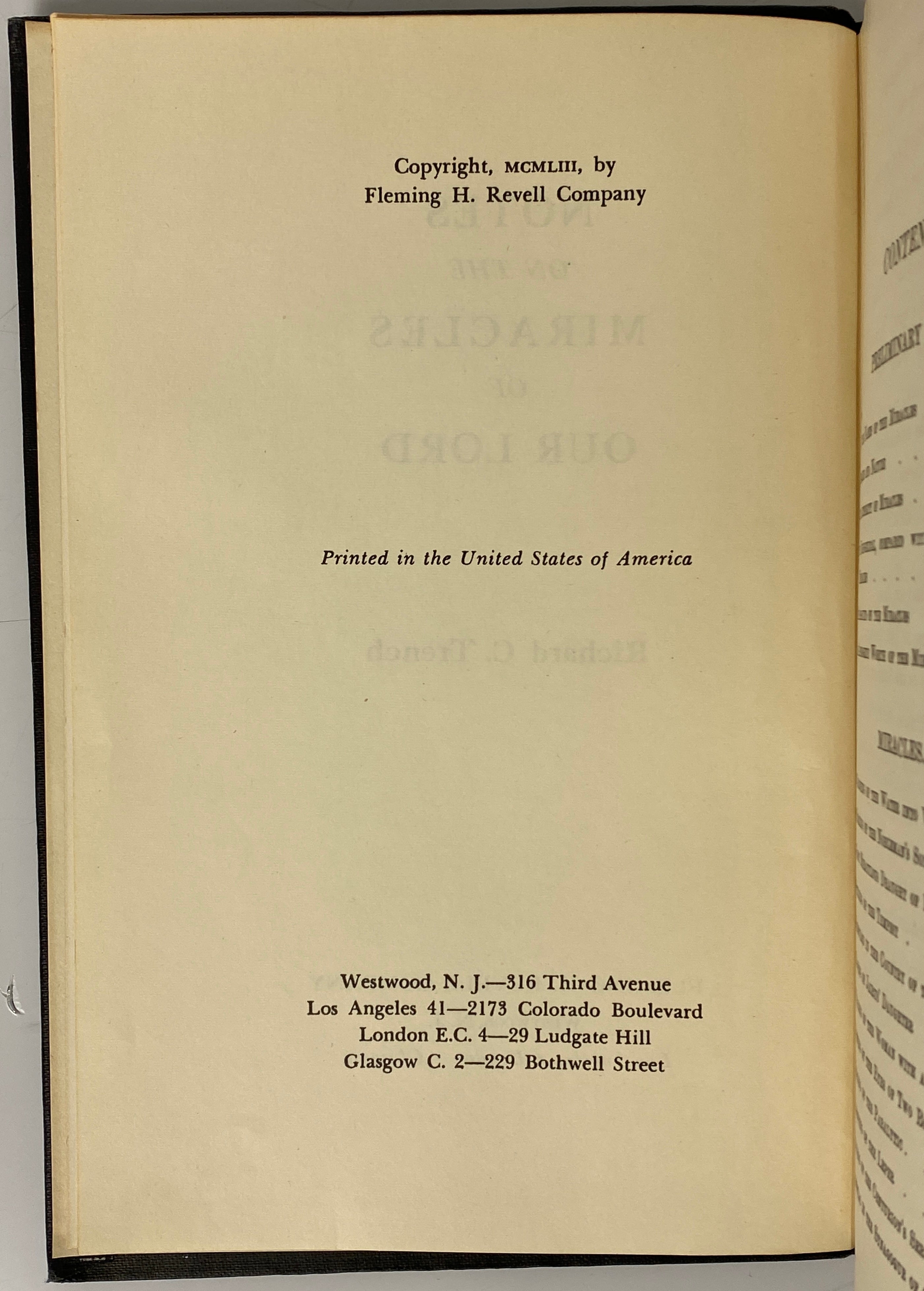 Notes on the Miracles of Our Lord by Richard C. Trench 1953 Vintage HC