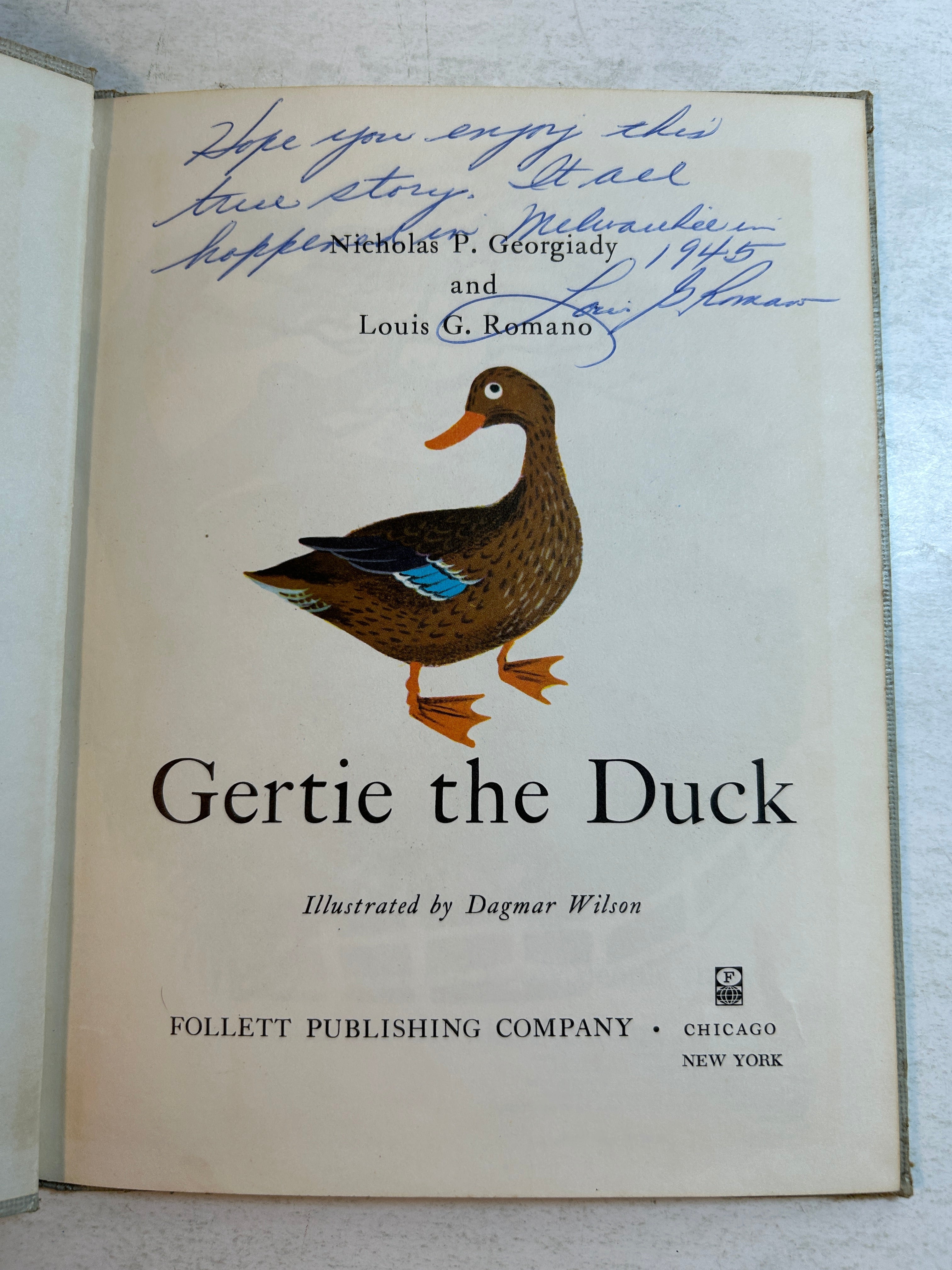 Signed Gertie the Duck by N. Georgiady & L. Romano 8th Printing Follett 1959