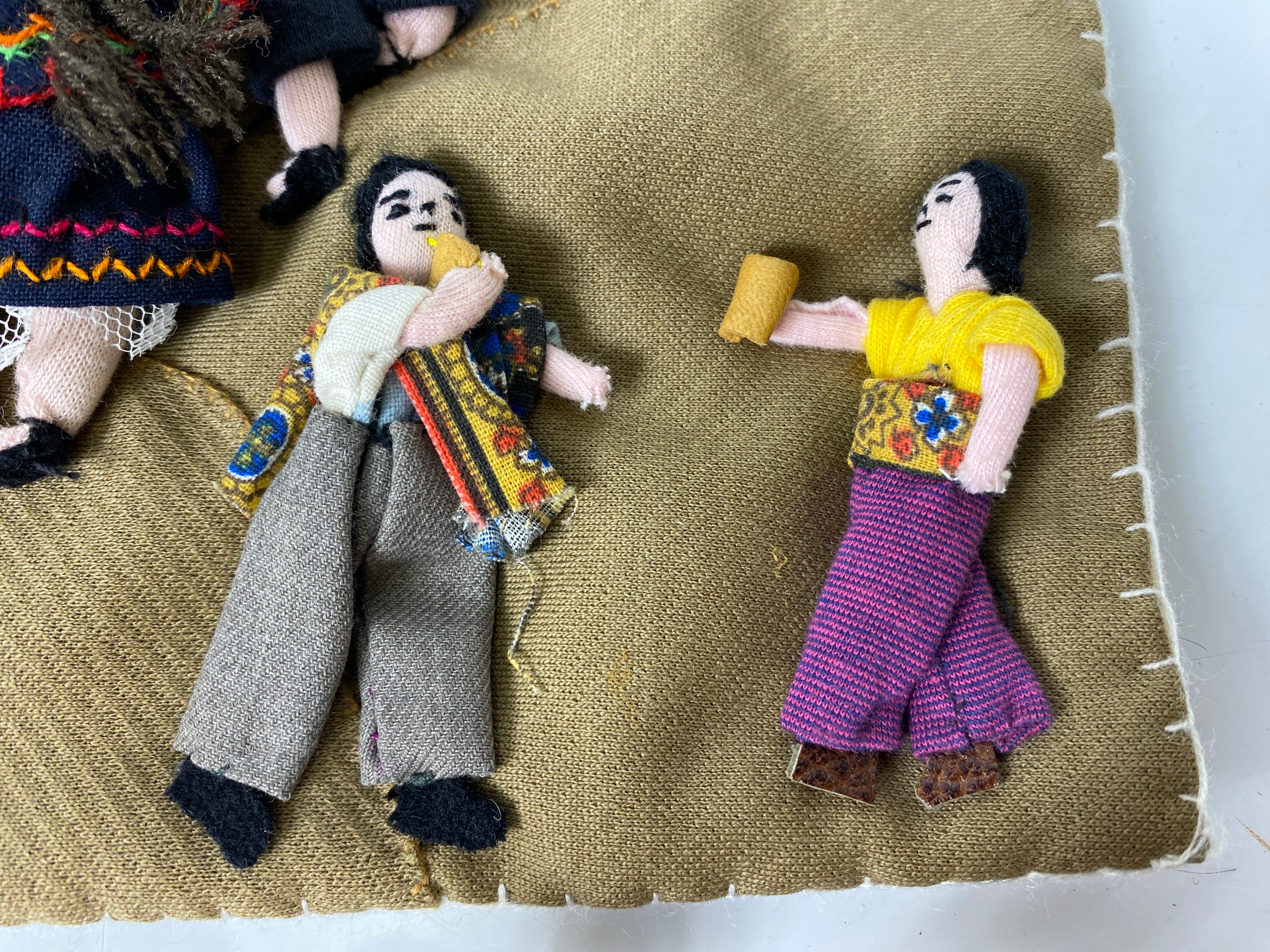 1991 Hand-Sewn Arpillera Peruvian "Yunza" Celebration by Susana Bustamante 21x17