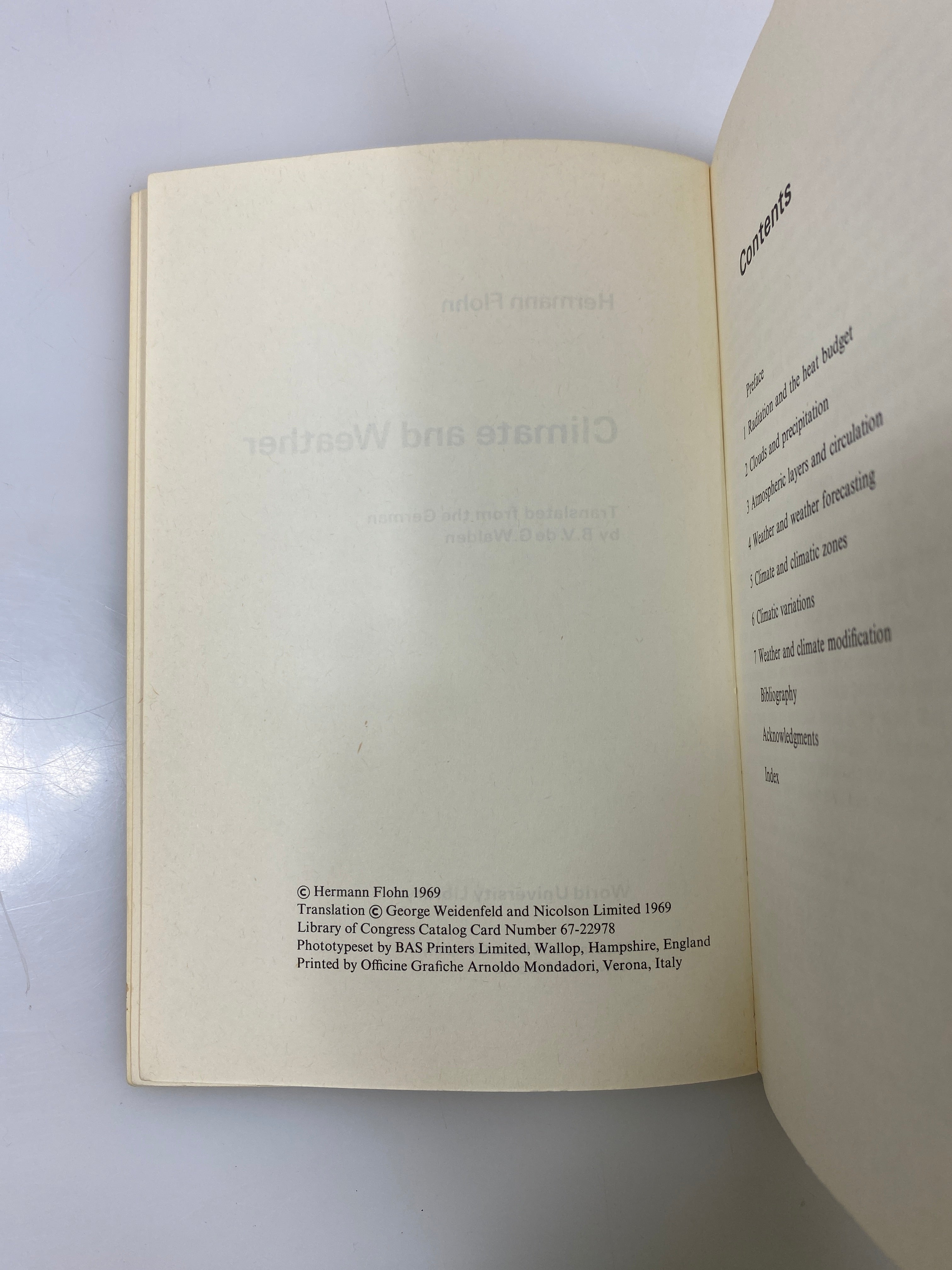 Climate and Weather by Hermann Flohn 1969 SC