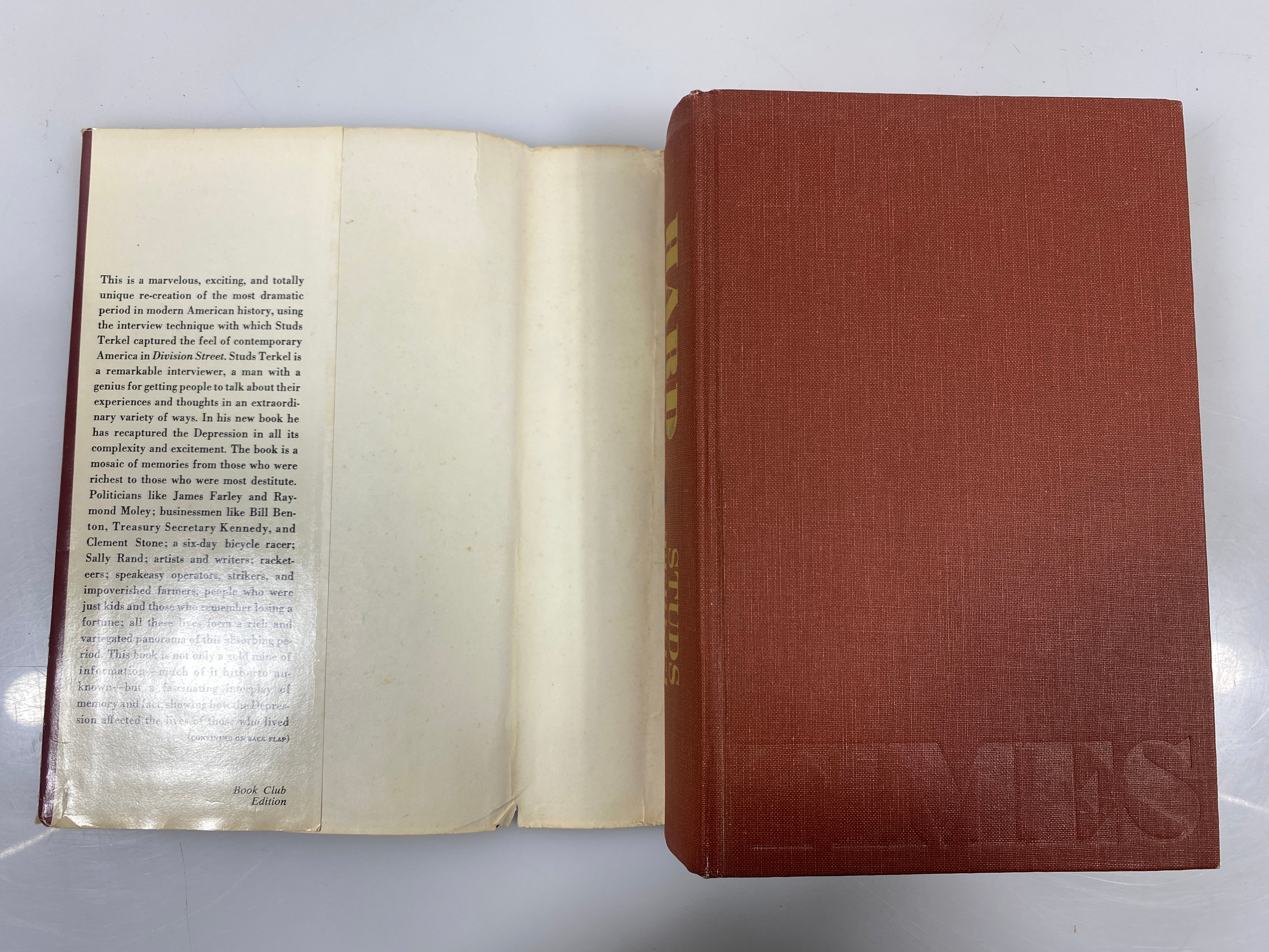 Hard Times: An Oral History of the Great Depression Terkel 1970 HCDJ