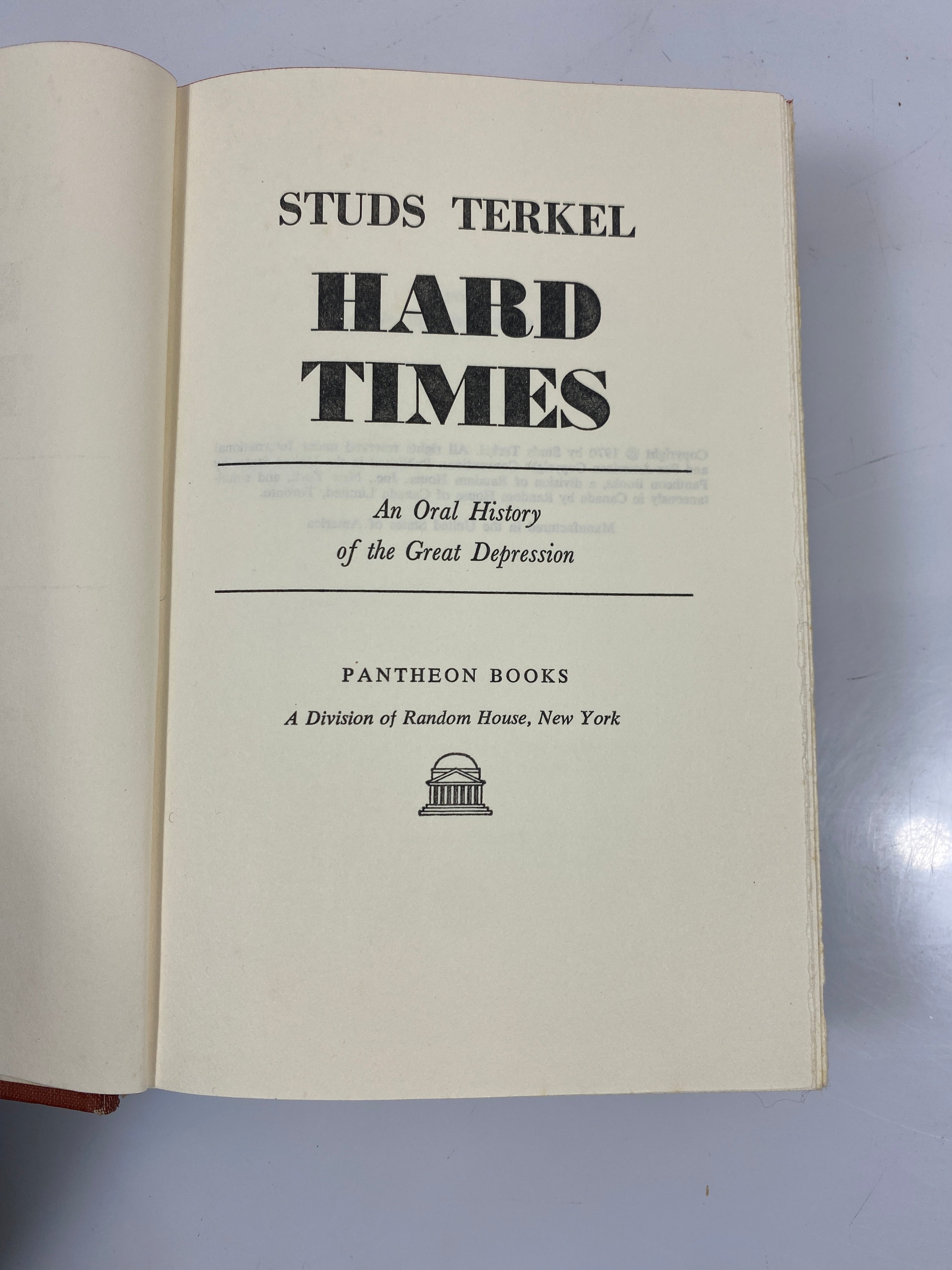 Hard Times: An Oral History of the Great Depression Terkel 1970 HCDJ