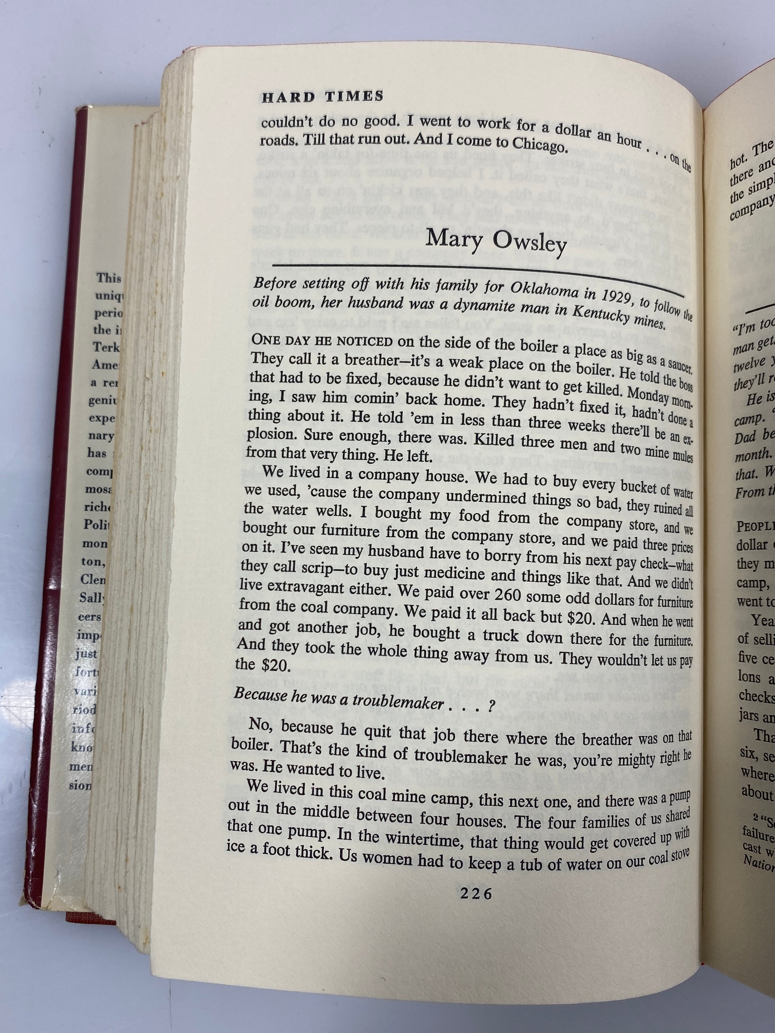 Hard Times: An Oral History of the Great Depression Terkel 1970 HCDJ