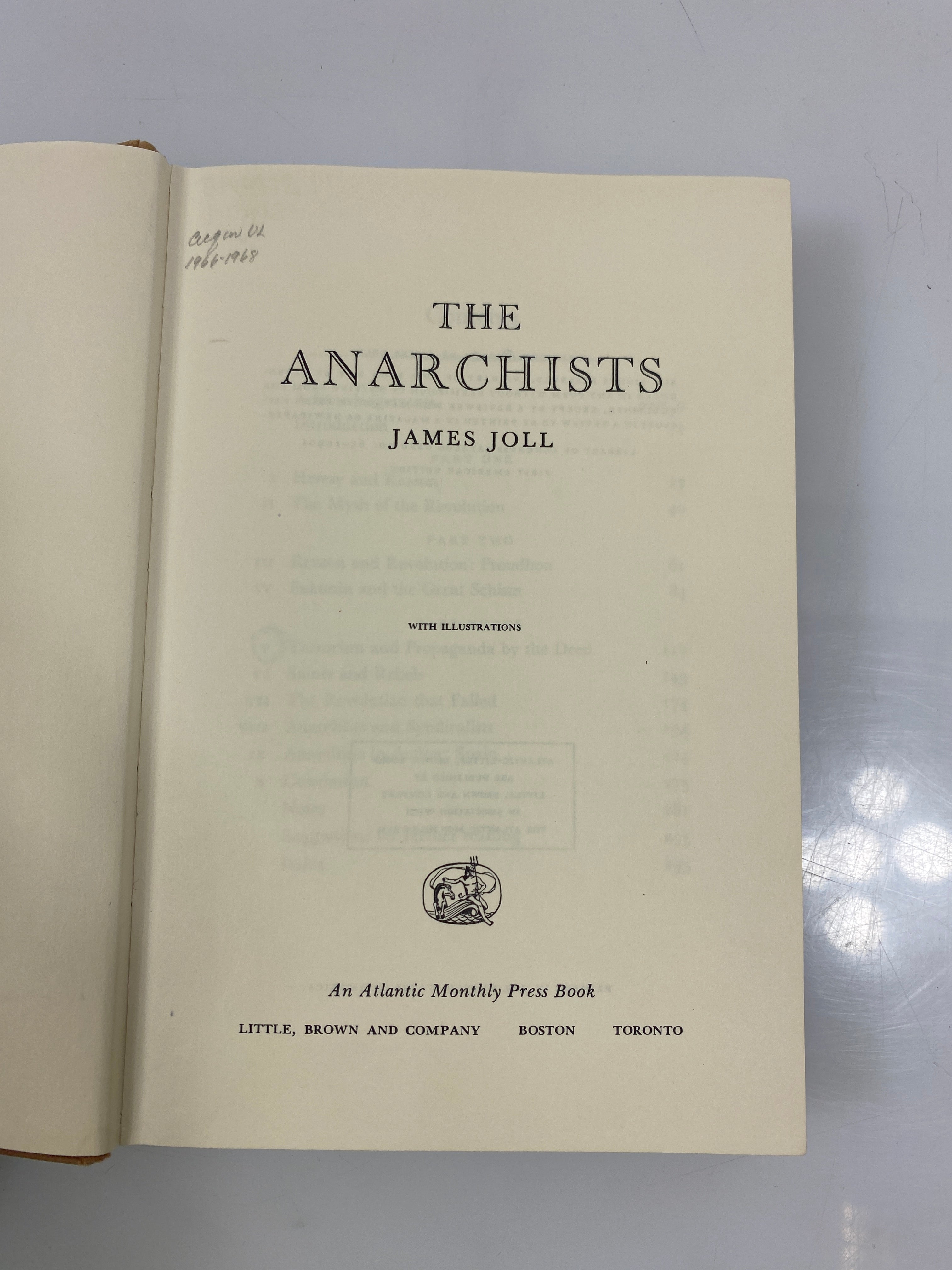 The Anarchists by James Joll Ex-library 1st American Ed. 1964