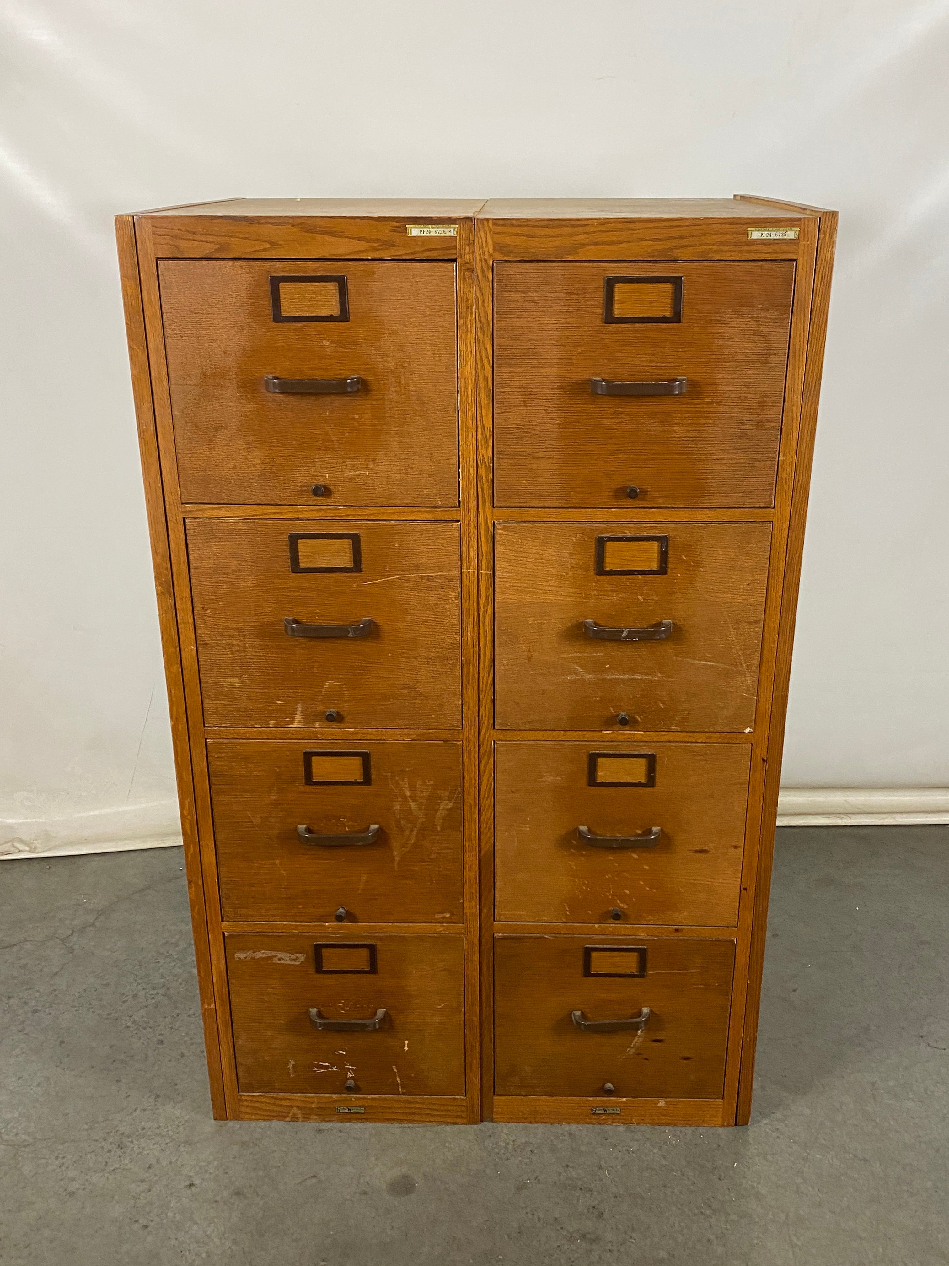 The Globe-Wernicke Co. Oak G25 VL Double Wooden Filing Cabinet