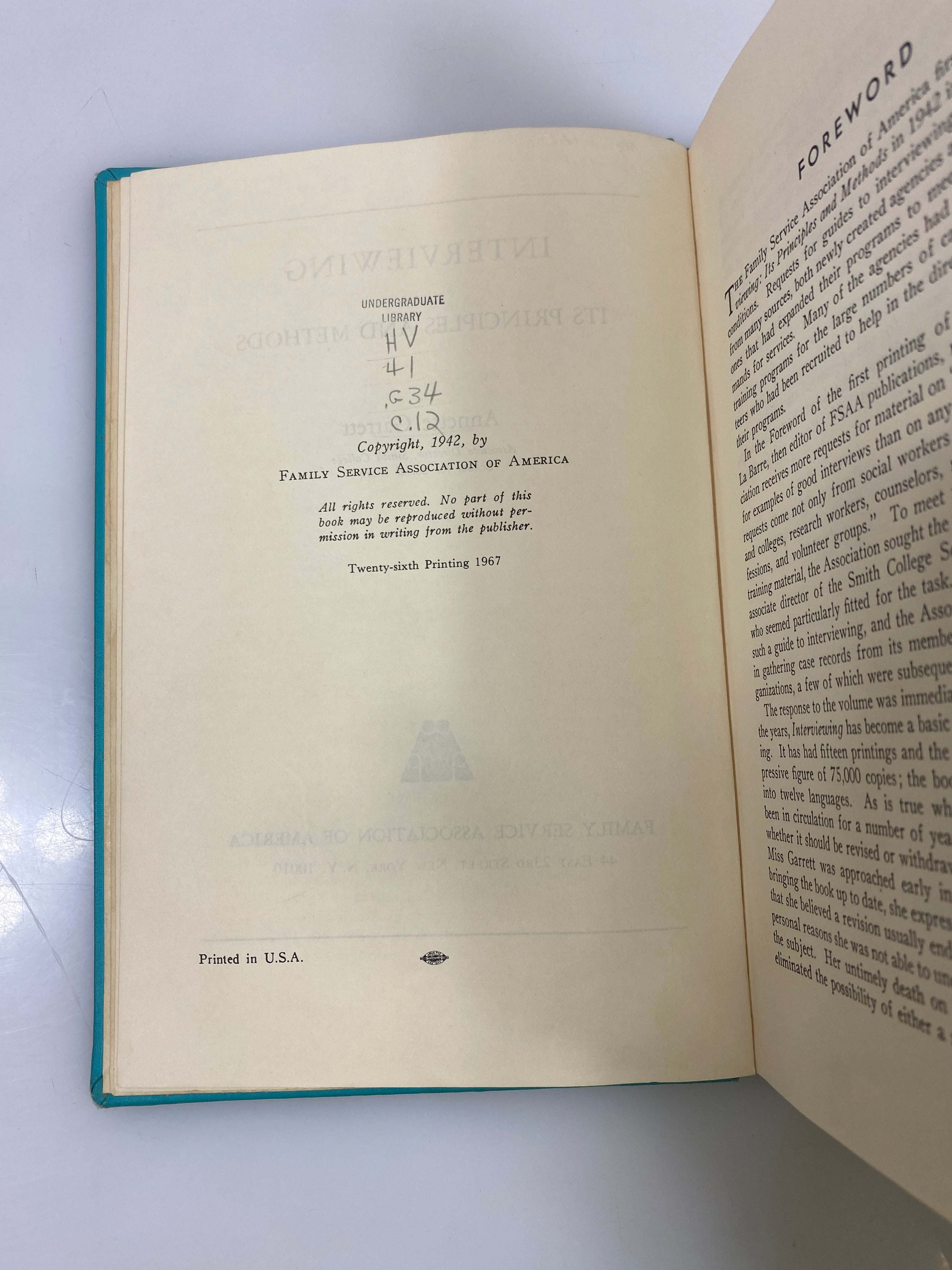 Interviewing by Annette Garrett Ex-library 26th Print 1967 HC