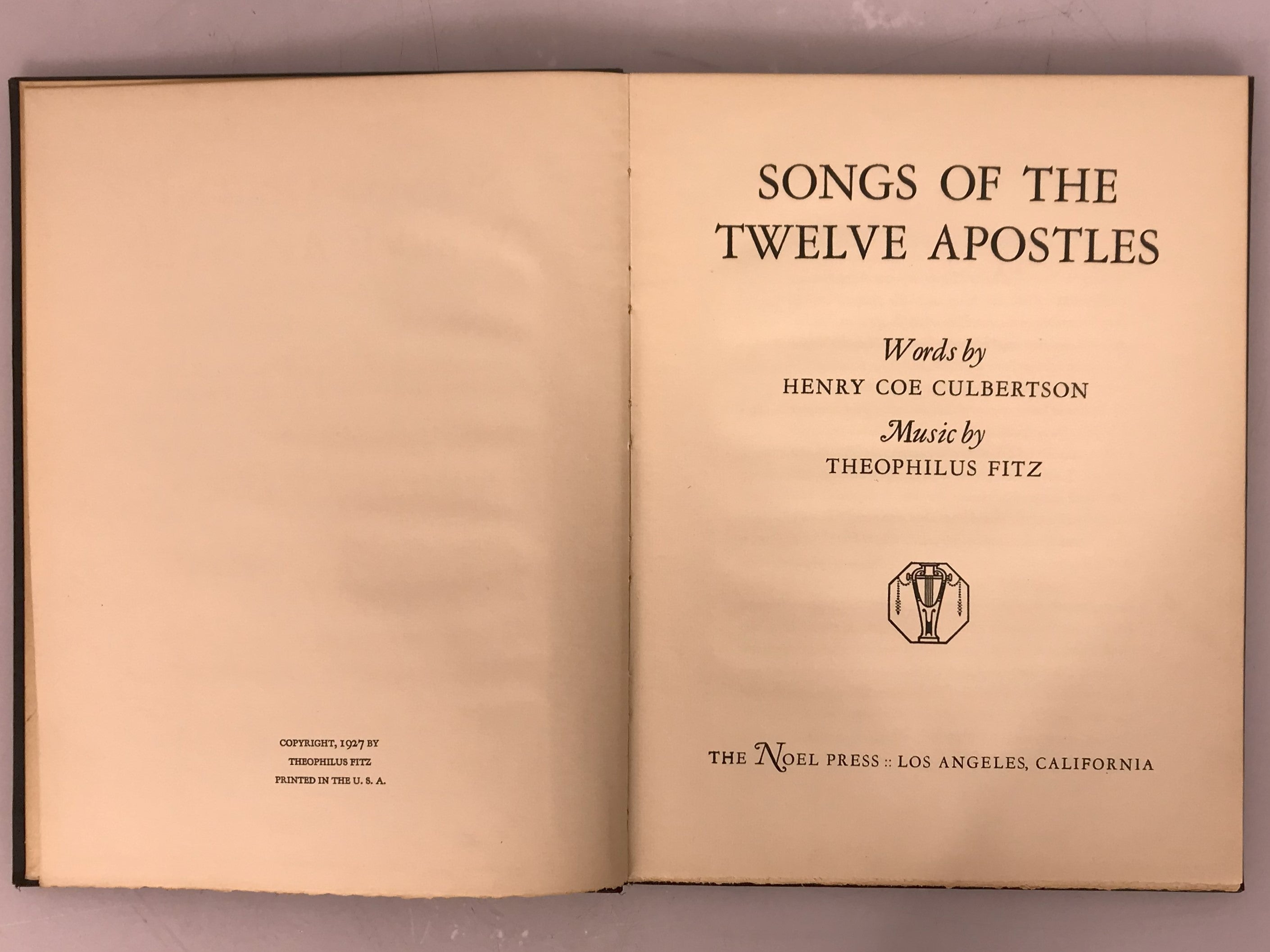 Songs of the Twelve Apostles by Culbertson and Fitz 1927