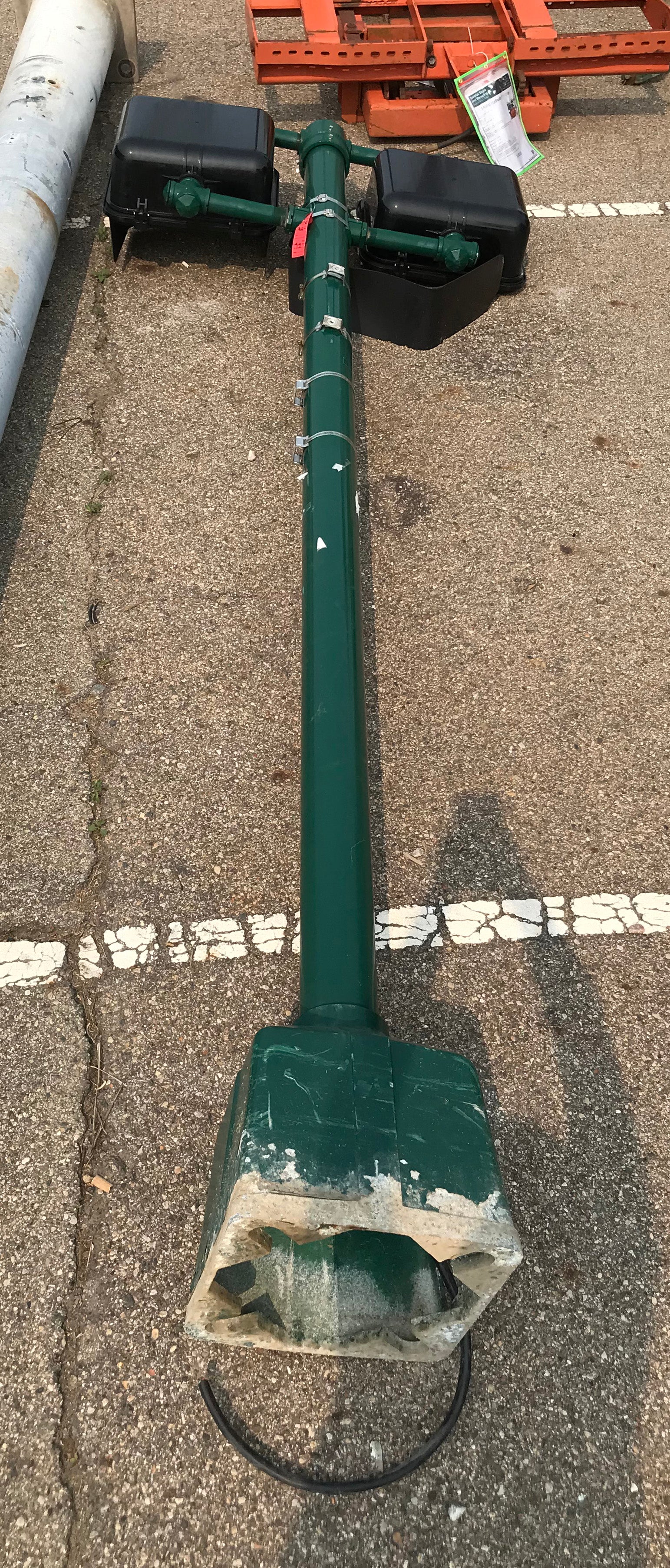 Green Light Pole With Walk Sign