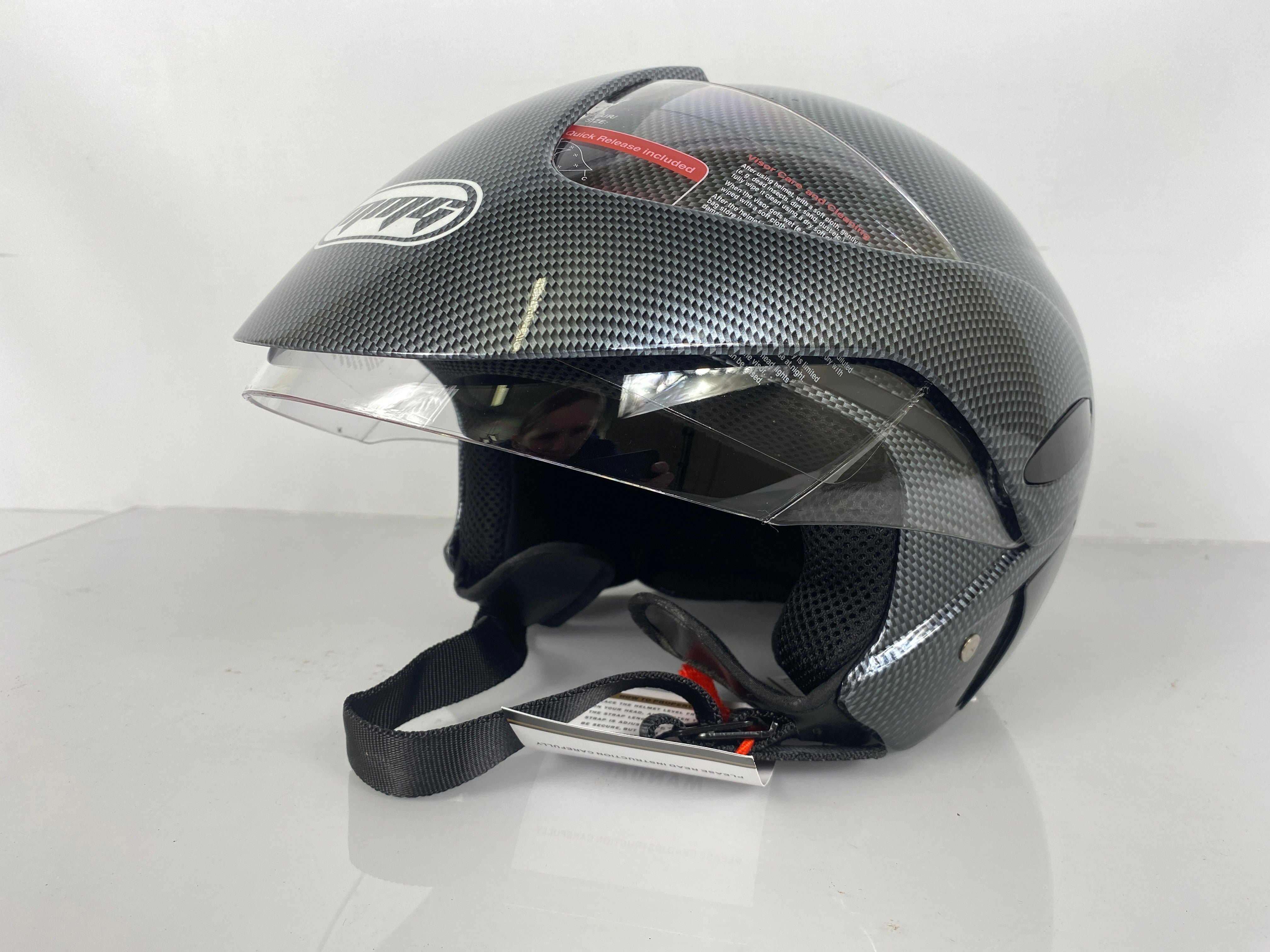 ModCycles Open Face MMG Helmet Carbon Fiber Size L