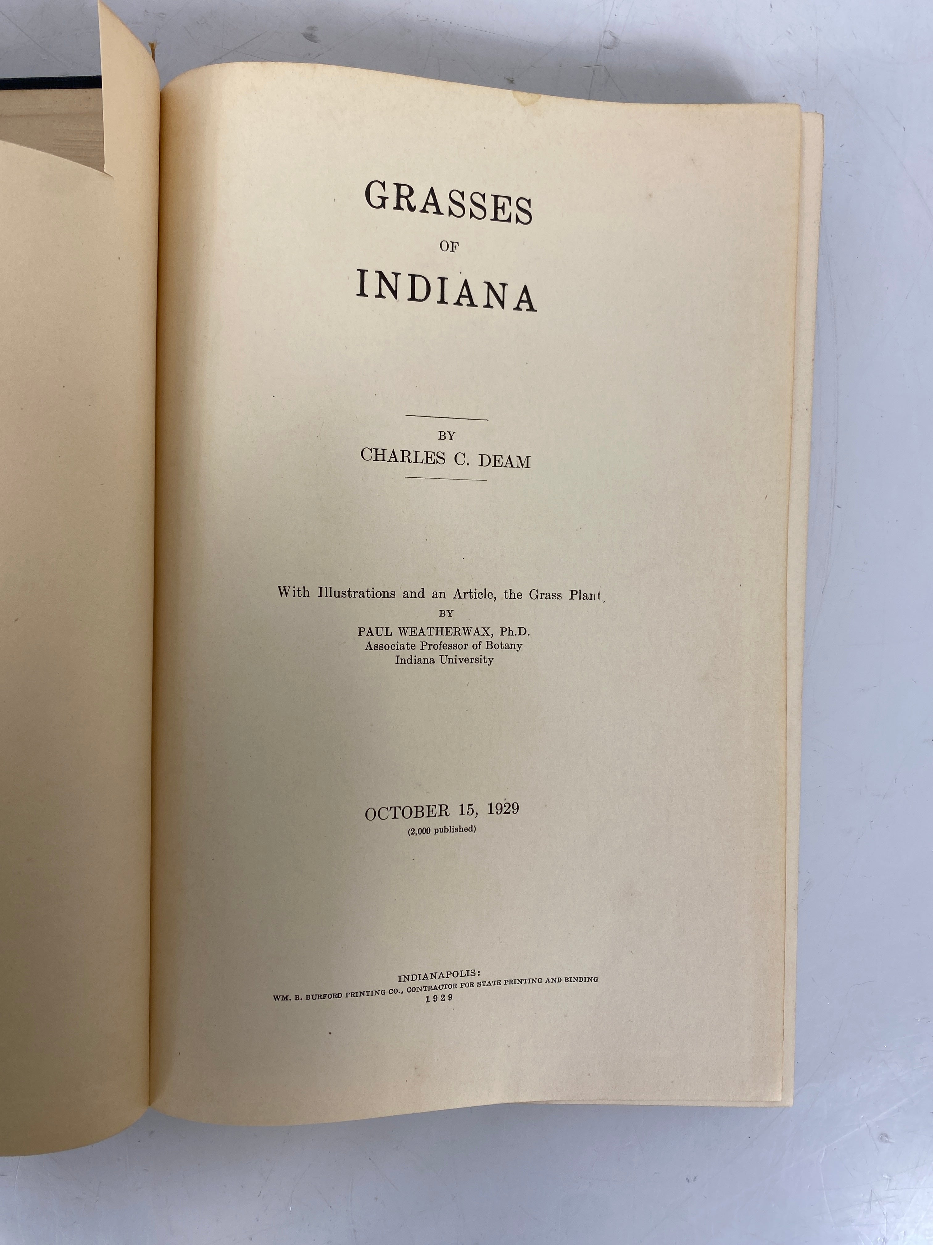 2 Vols: Grasses of Indiana/Shrubs of Indiana Charles Deam 1929-32 HC