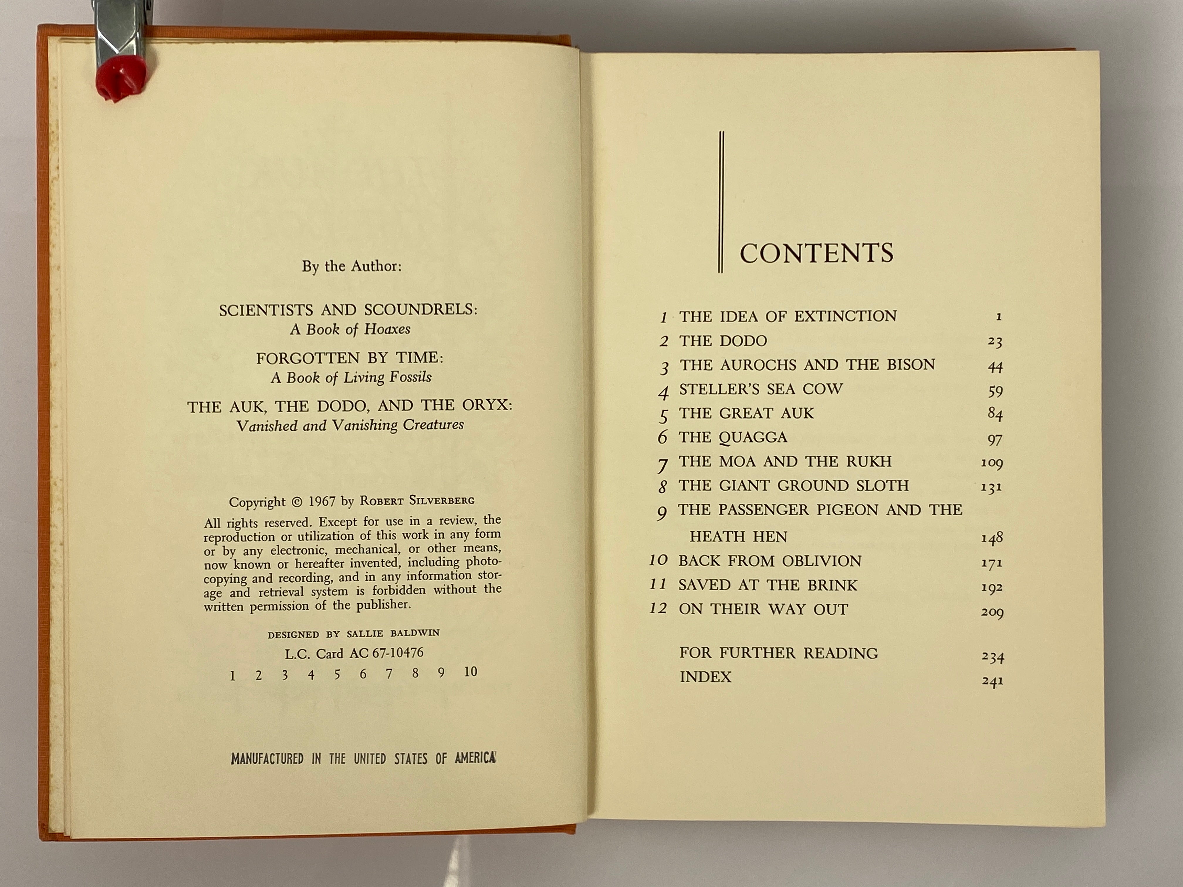The Auk, the Dodo, and the Oryx by Robert Silverberg 1967 First Printing HC DJ