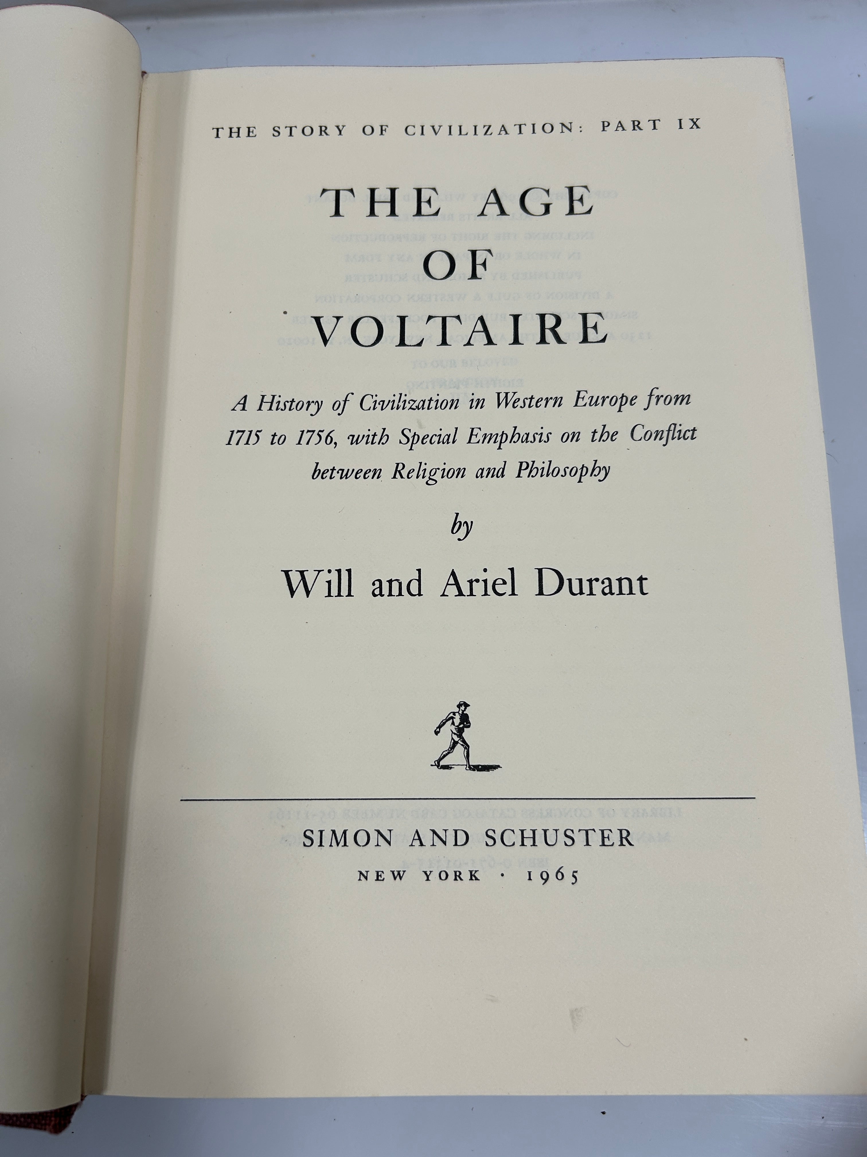 2 Vols The Story of Civilization The Ages of Reason Begins 1961/Voltaire 1965 HC