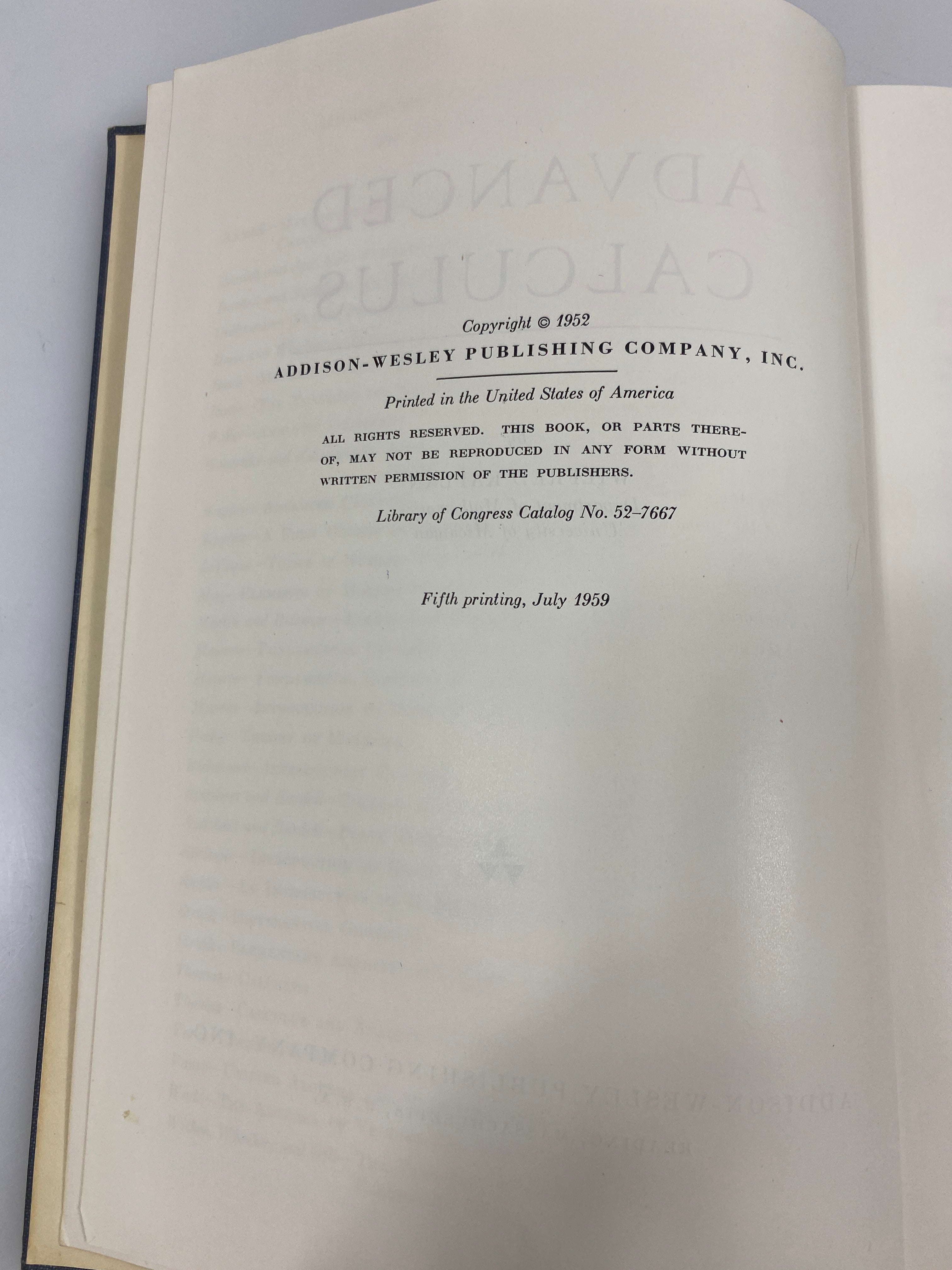 Advances Calculus by Kaplan 5th Print 1959 HC