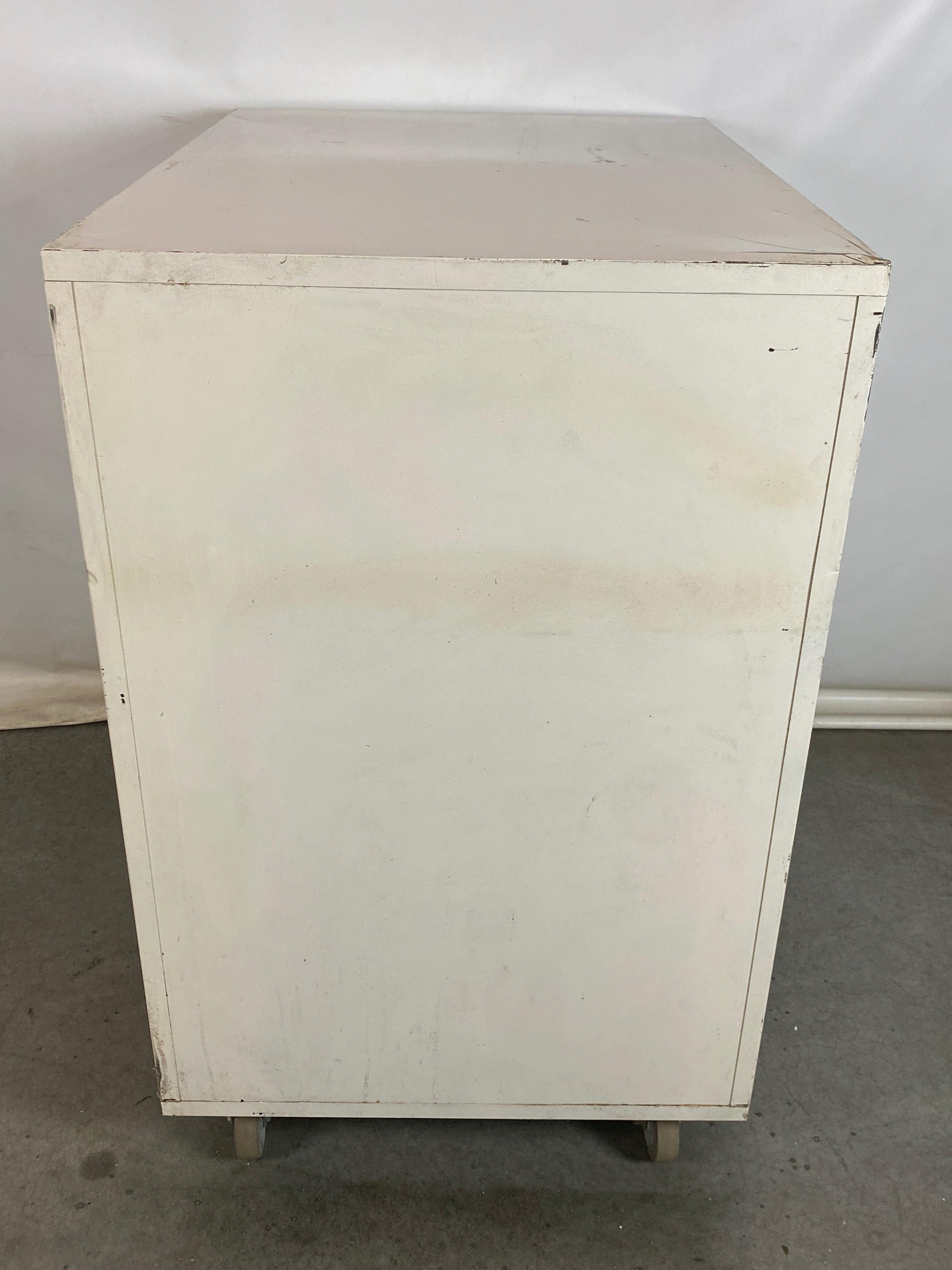 The Steel Furniture Mfg Company White Metal Slide Tray Cabinet